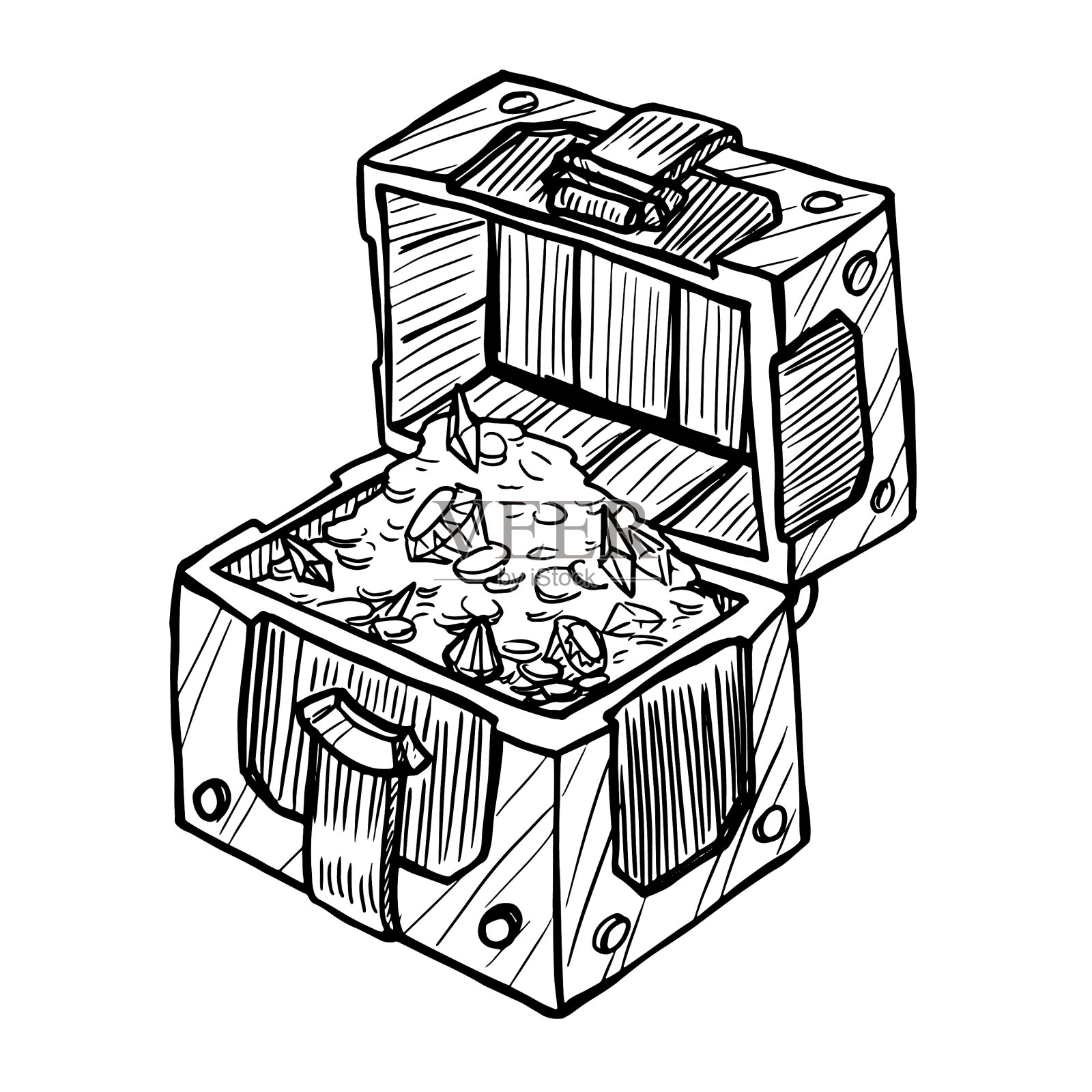手工绘制的胸部隔离上插画图片素材