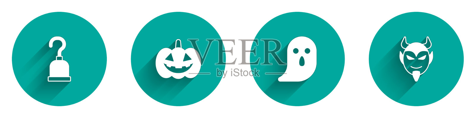 设置海盗钩南瓜鬼和魔鬼头图标素材