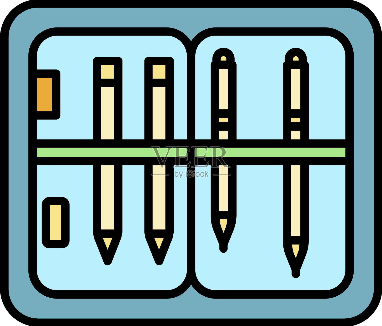铅笔校框图标颜色轮廓插画图片素材