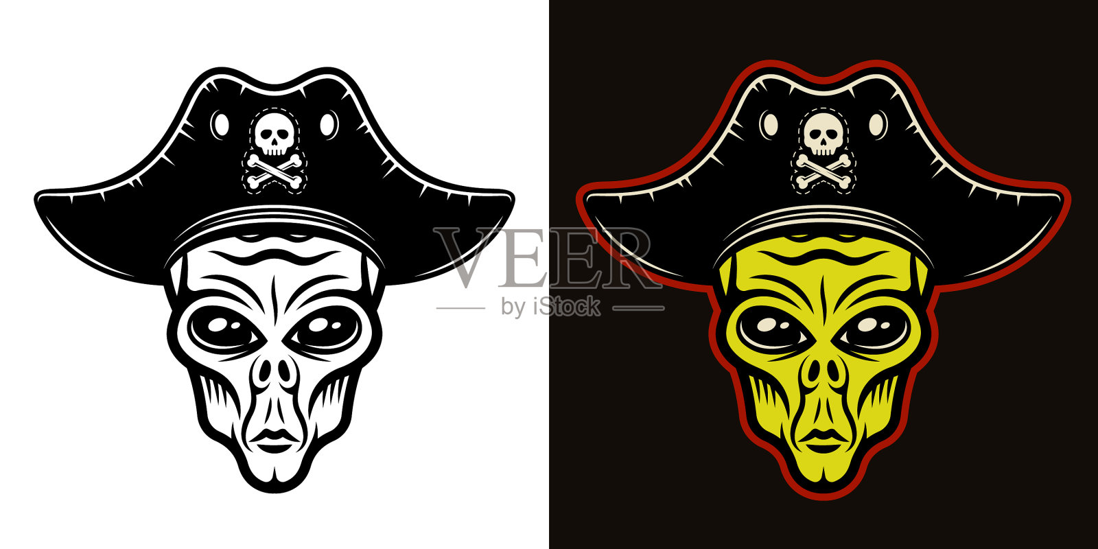 外星人头戴海盗帽插画图片素材