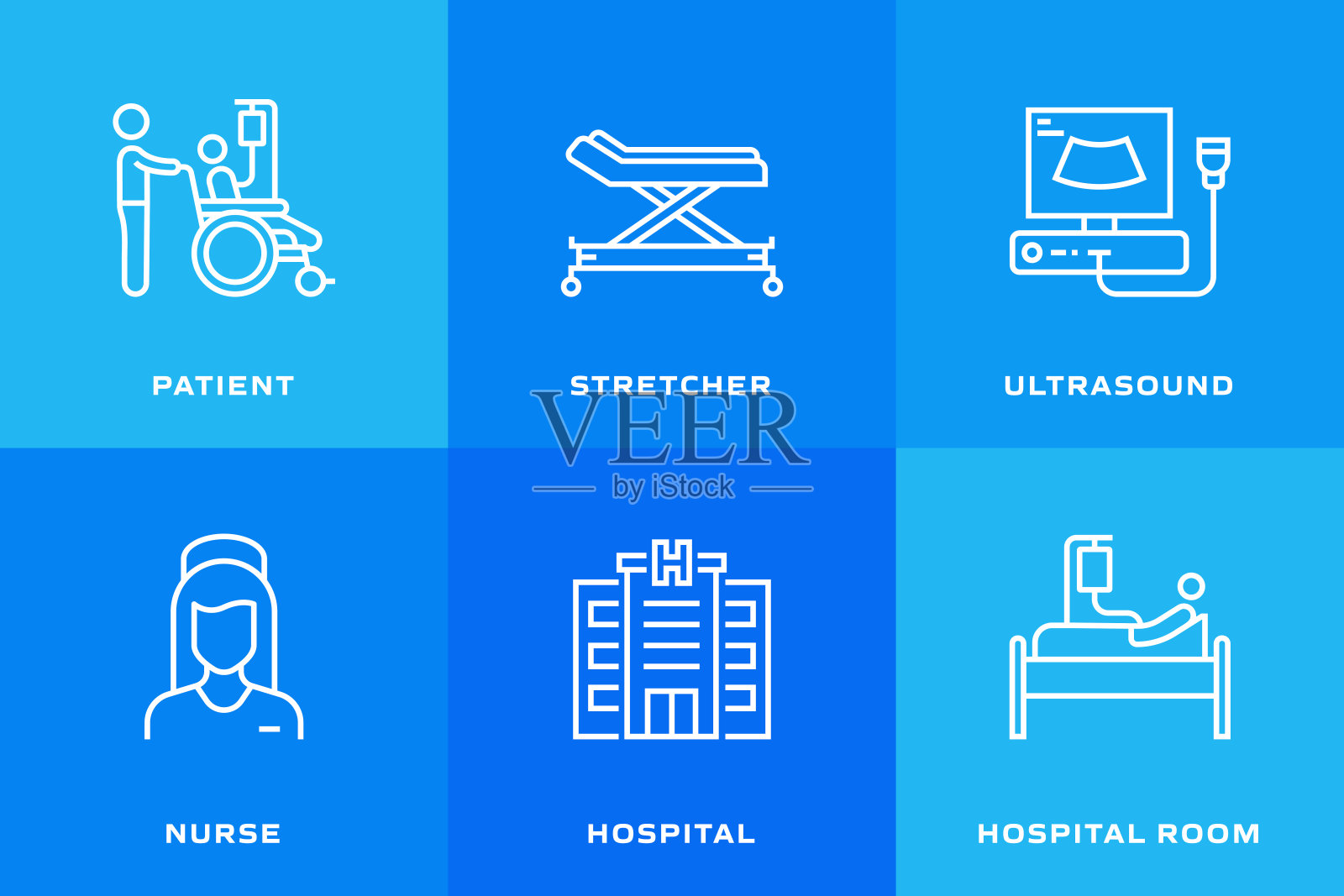 医疗保健和医疗相关线条图标。向量符号说明。插画图片素材