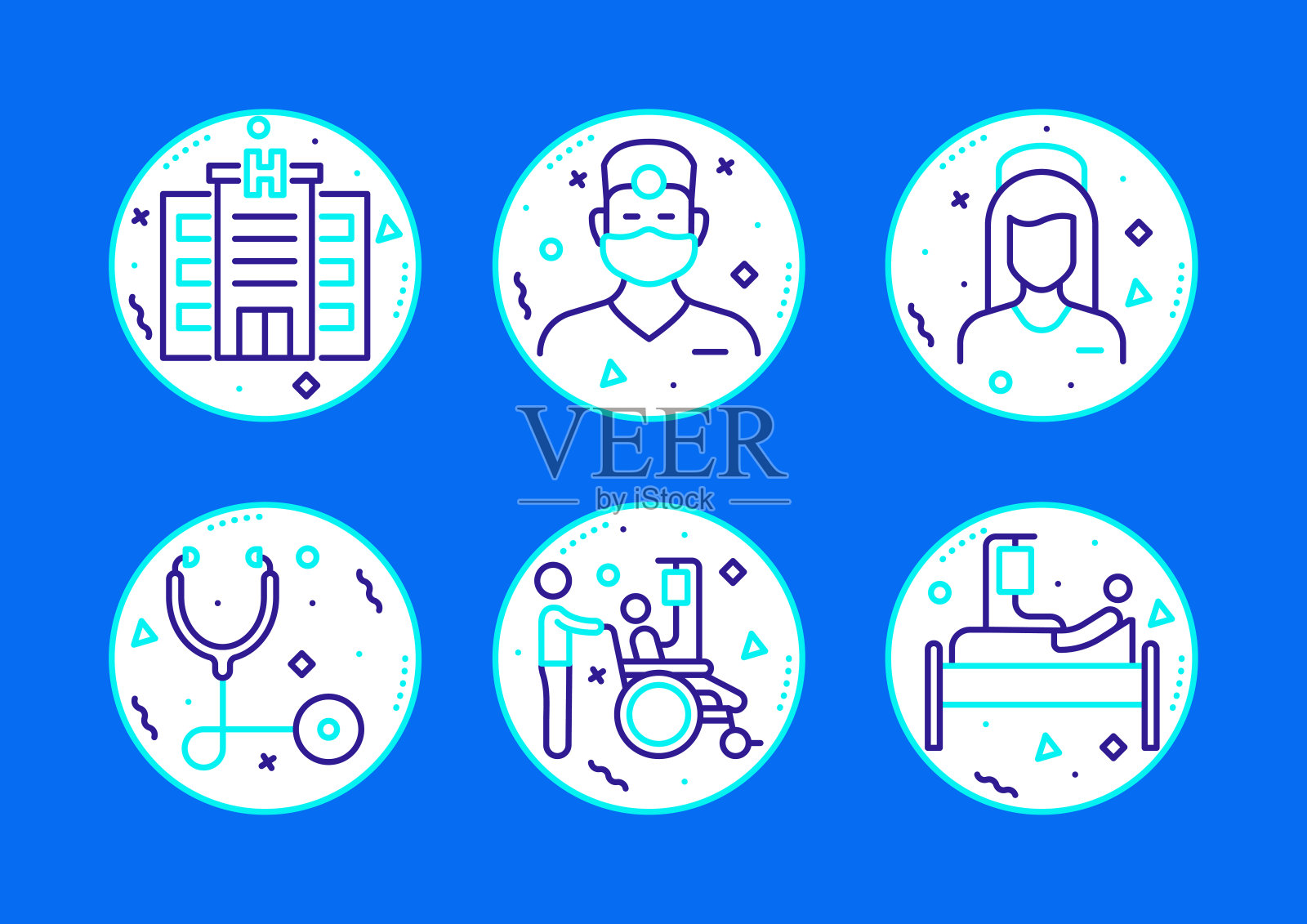 医疗保健和医疗相关线条图标。向量符号说明。插画图片素材