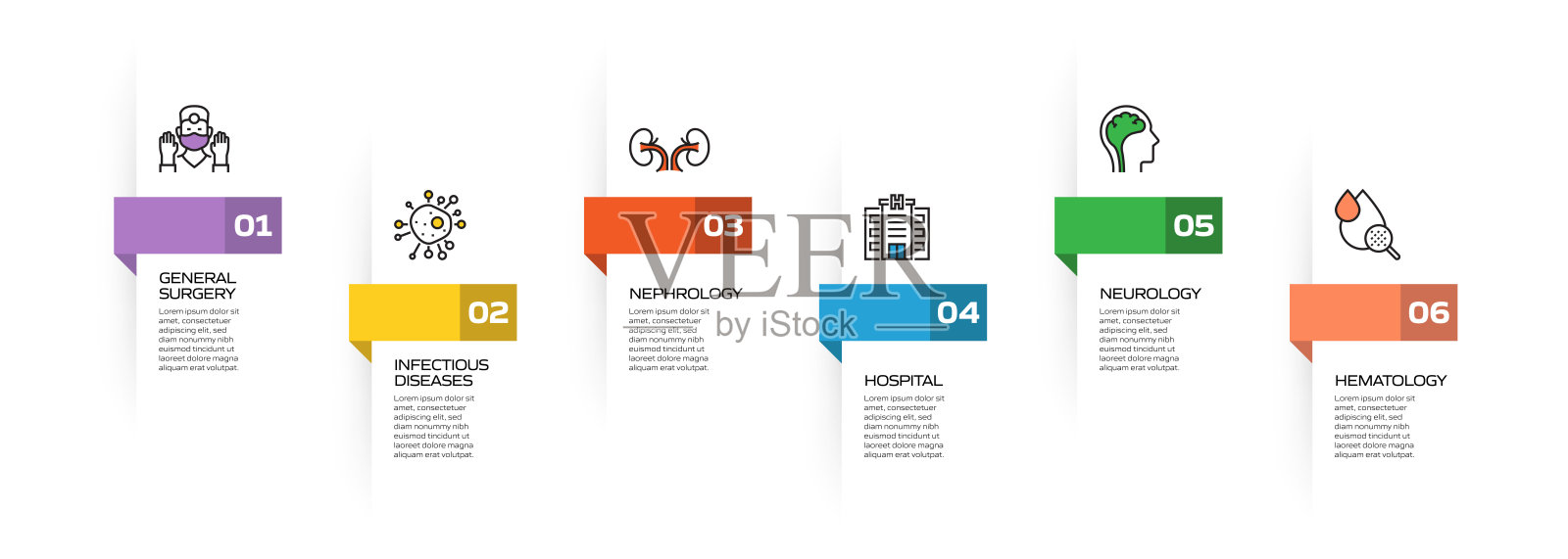 医疗保健和医疗相关流程信息图表模板。过程时间图。带有线性图标的工作流布局插画图片素材