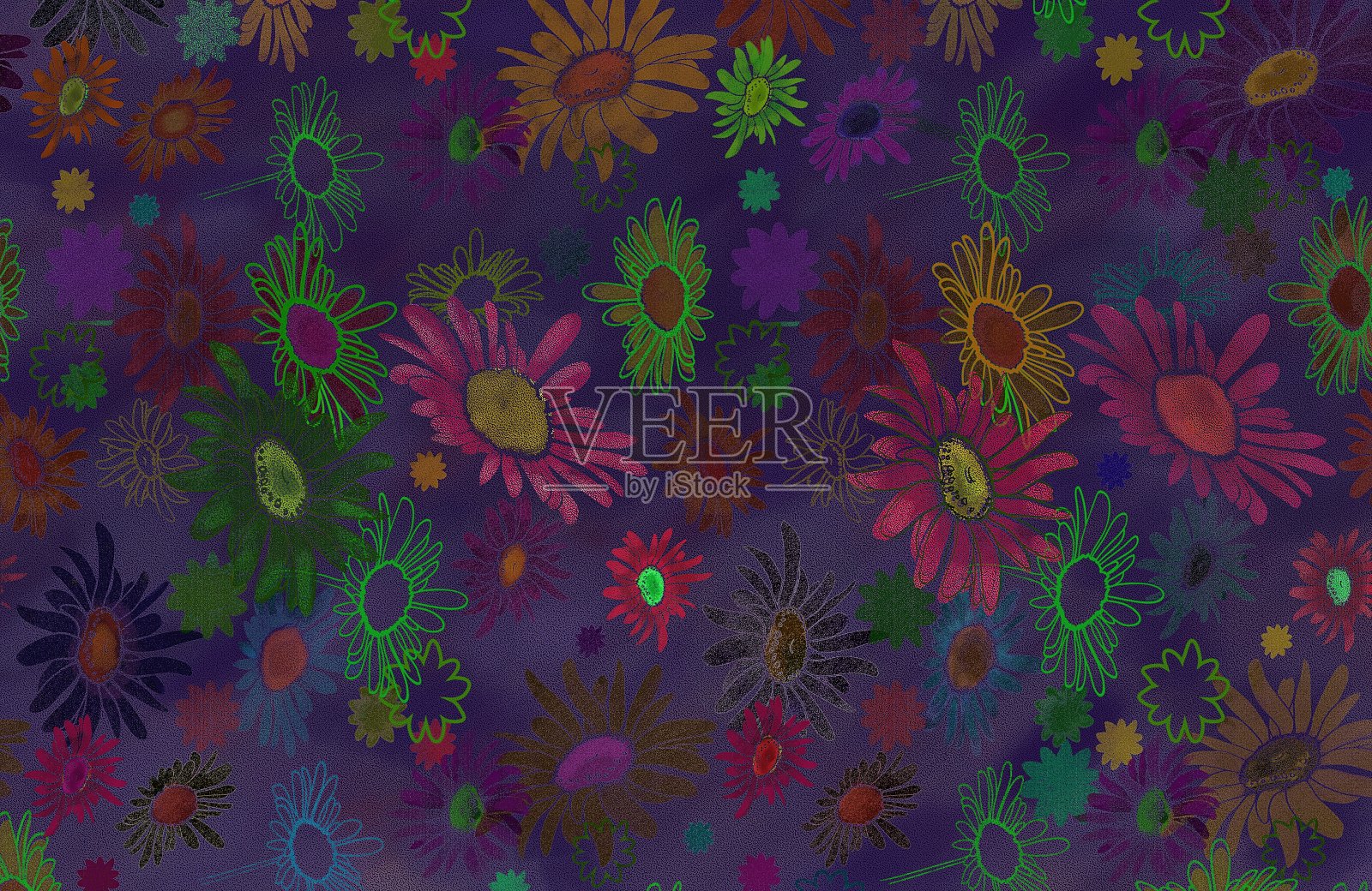 如画的背景花在粉彩技术插画图片素材