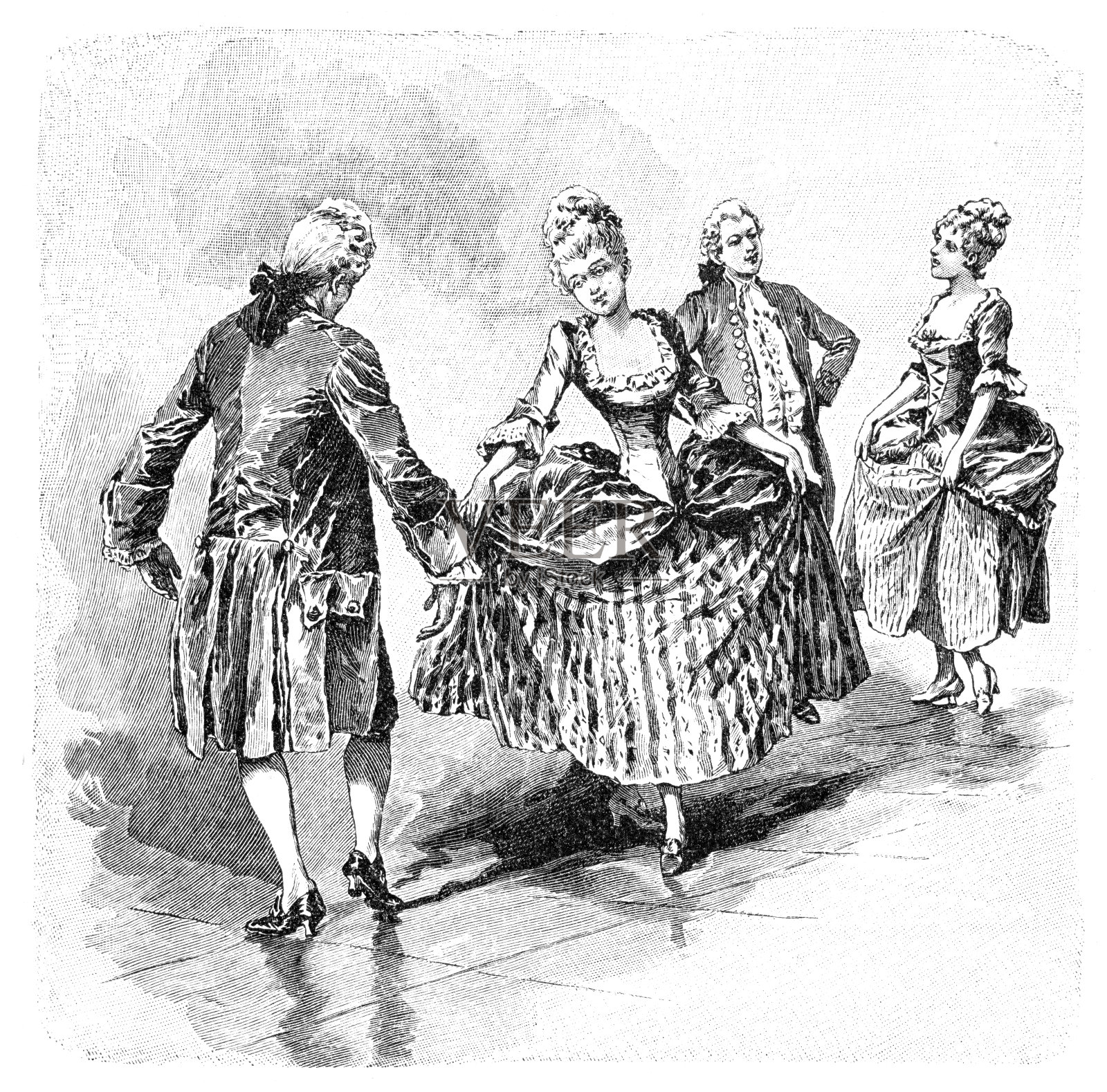 Menuett 18世纪法国的传统舞蹈插画图片素材