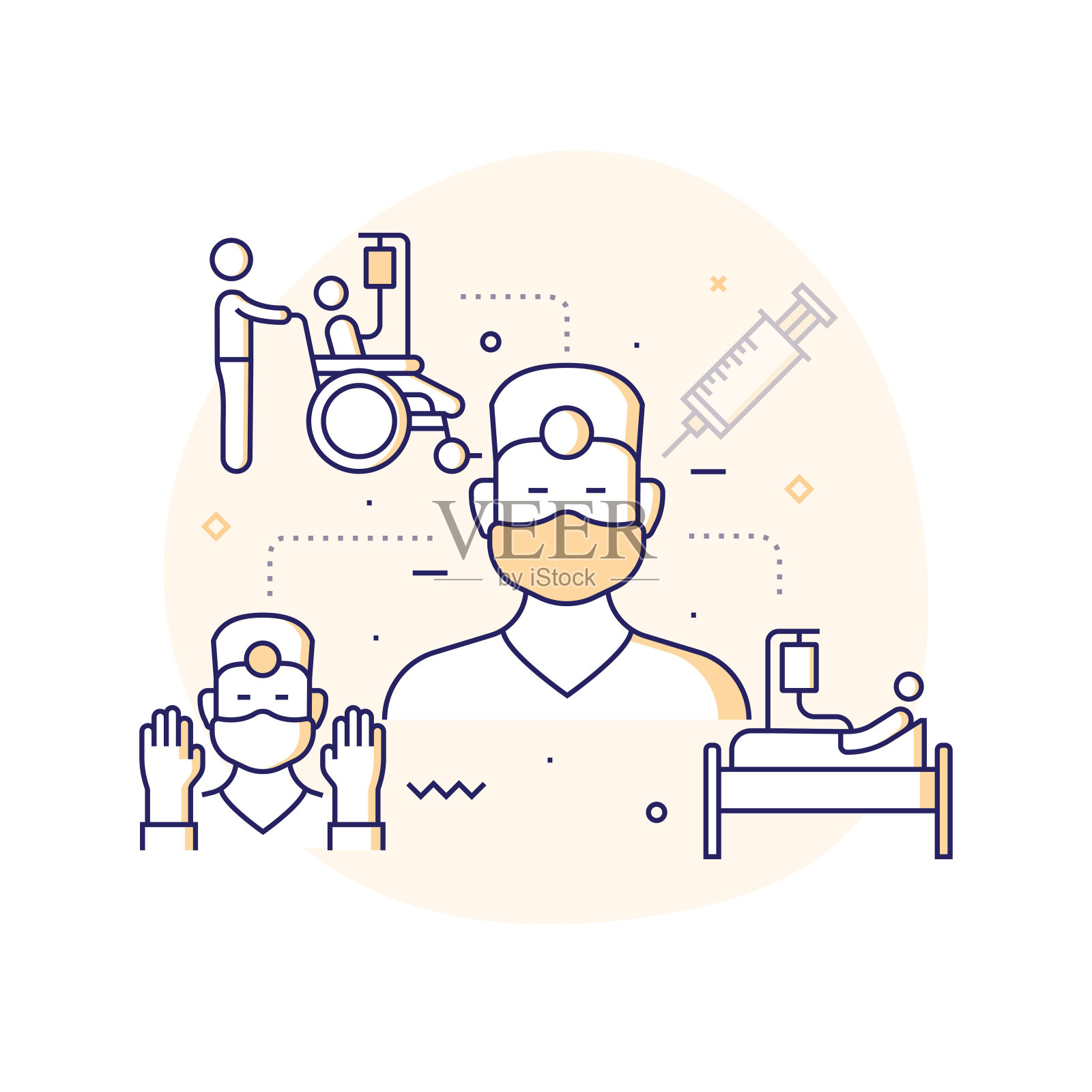 医疗保健和医疗相关线条图标。向量符号说明。插画图片素材