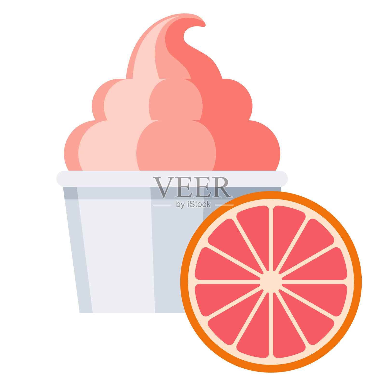 柚子冰淇淋上透明的背景插画图片素材