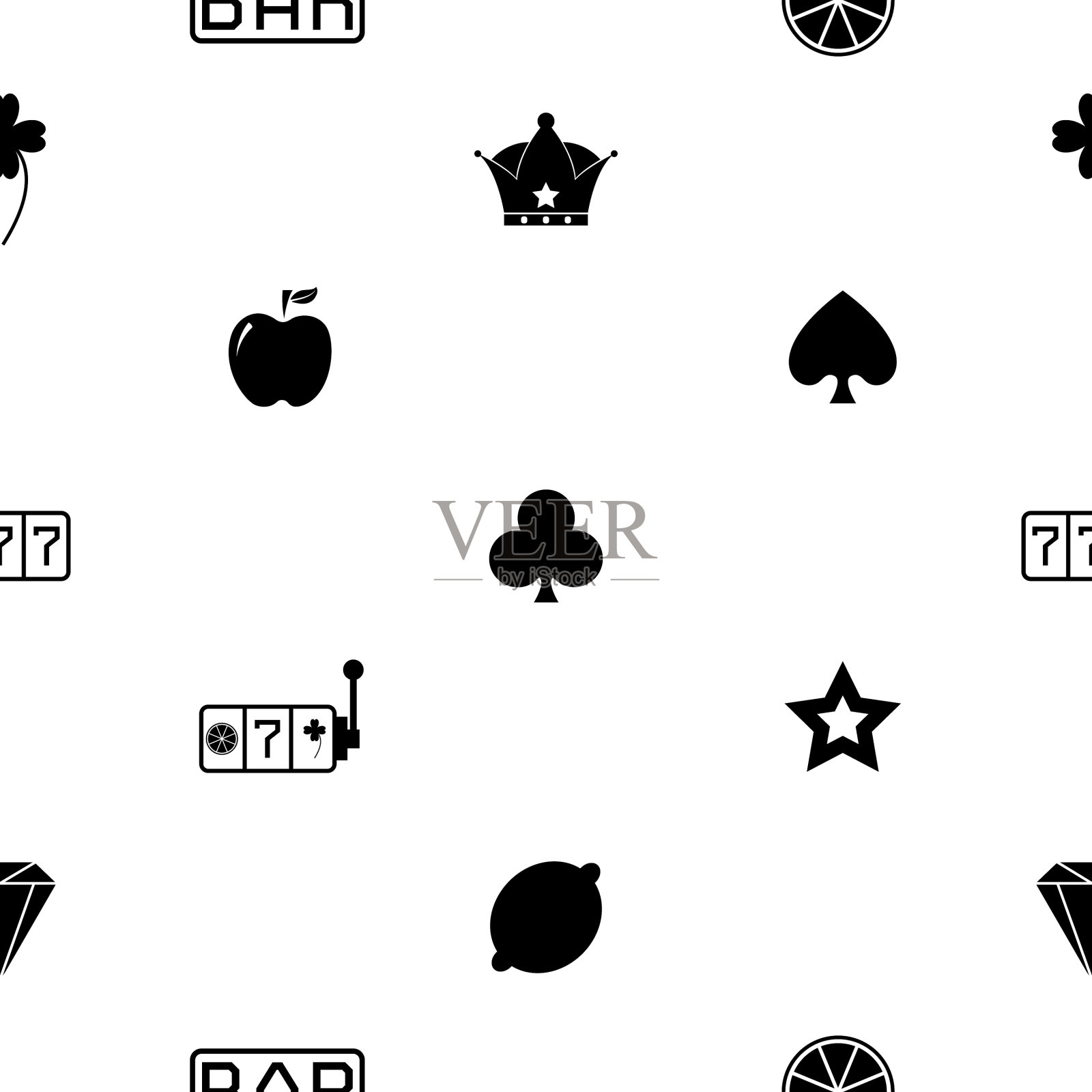 老虎机无缝图案背景图标插画图片素材