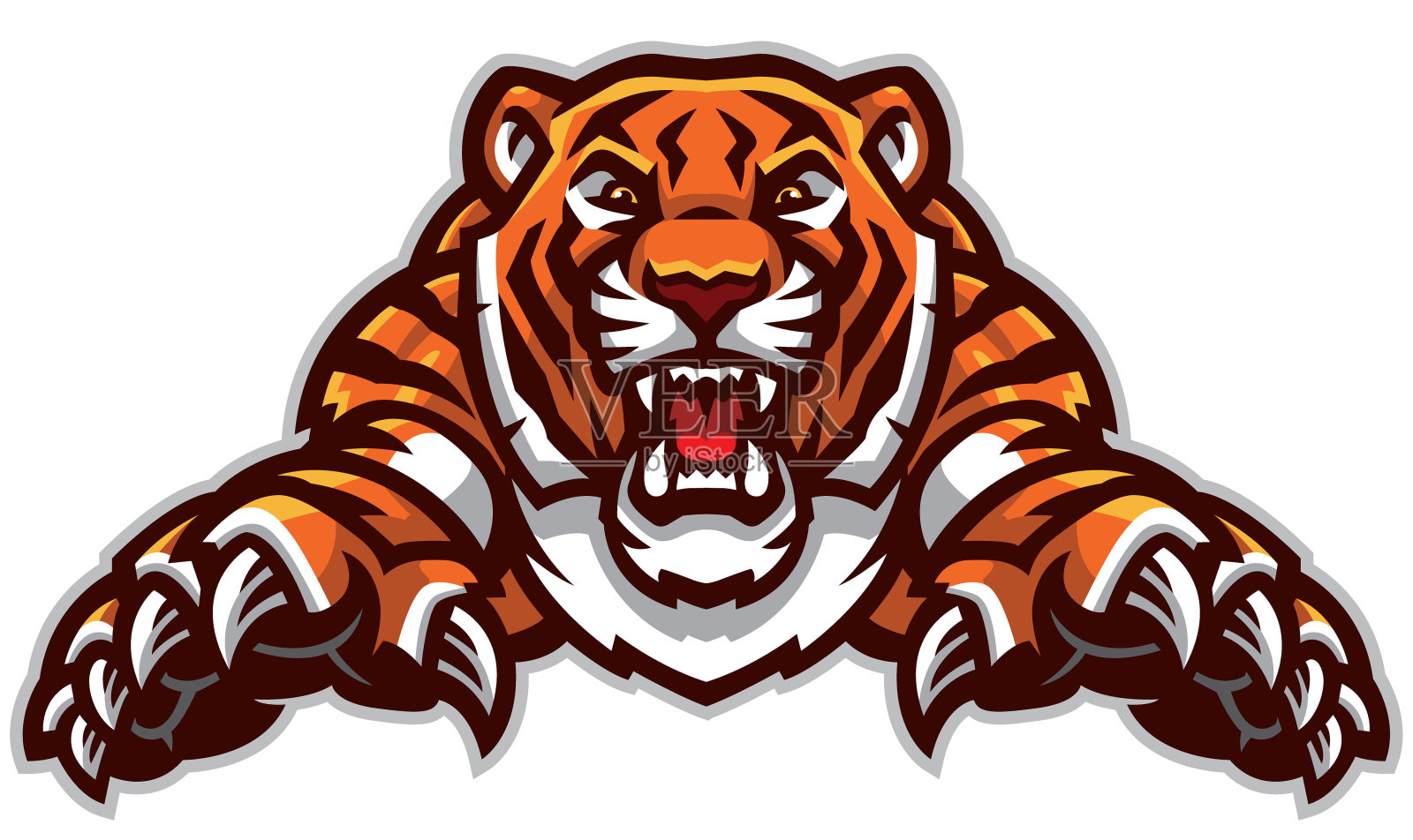 老虎跳跃插画图片素材