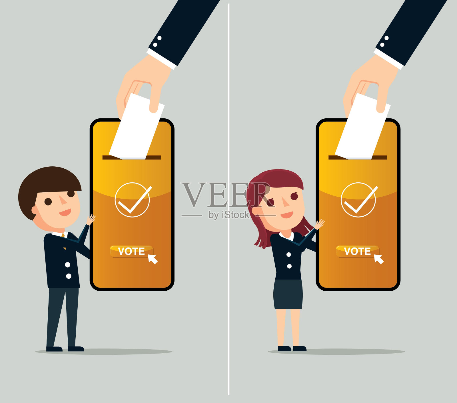 在线投票-移动应用程序插画图片素材