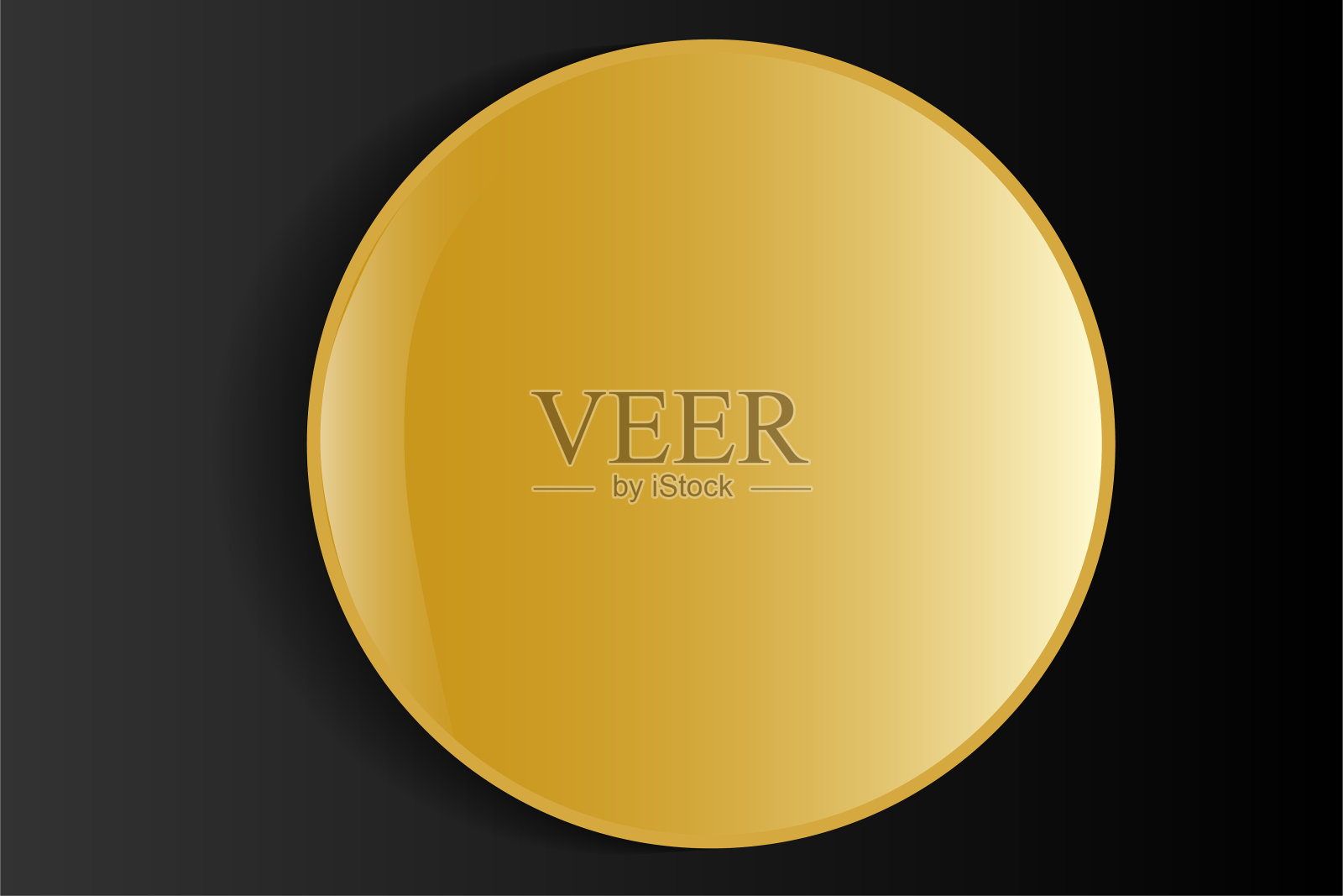 圆凸有光泽的物体。按钮,金色磁铁。在灰色背景上。设计元素图片