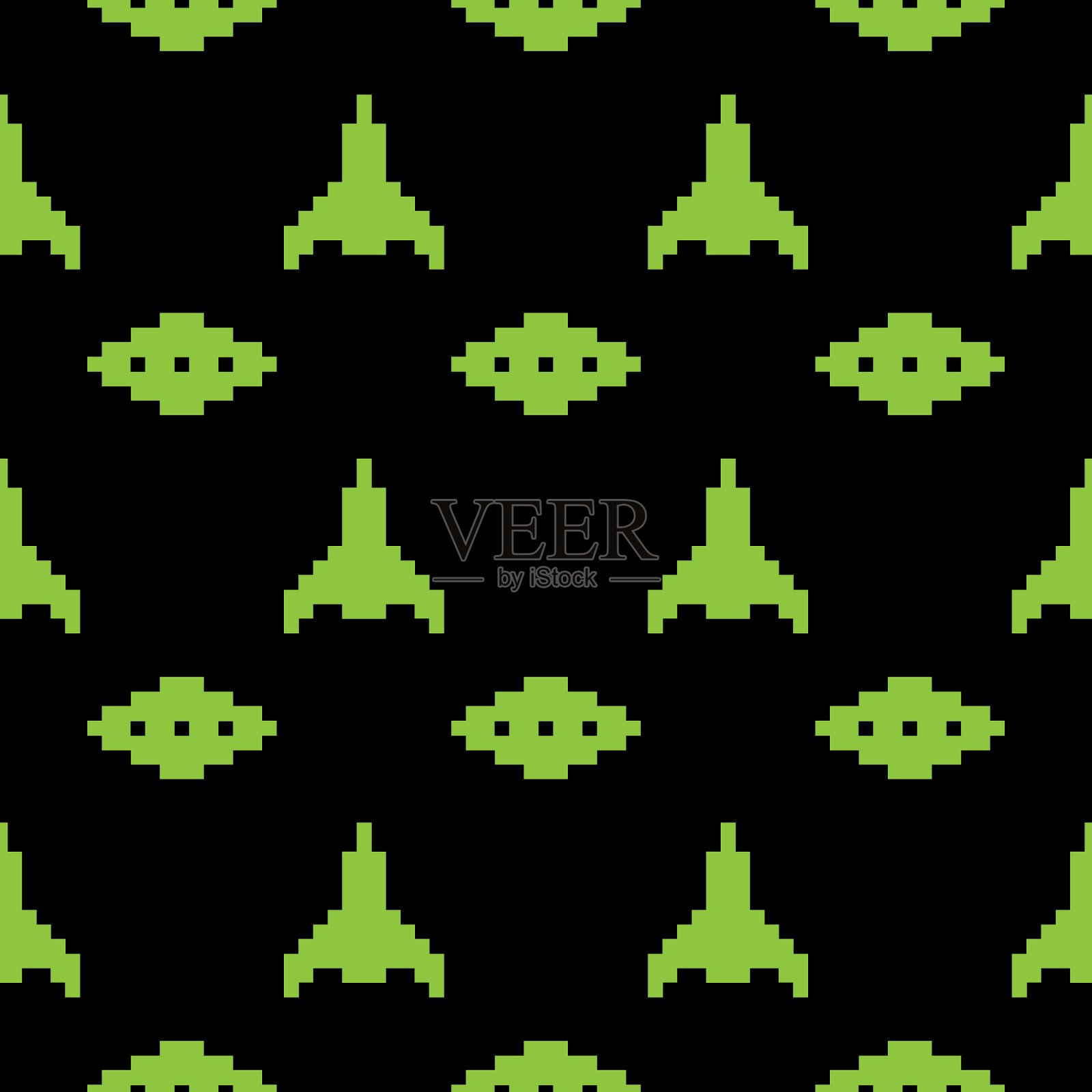 定点火箭飞碟无缝图案插画图片素材