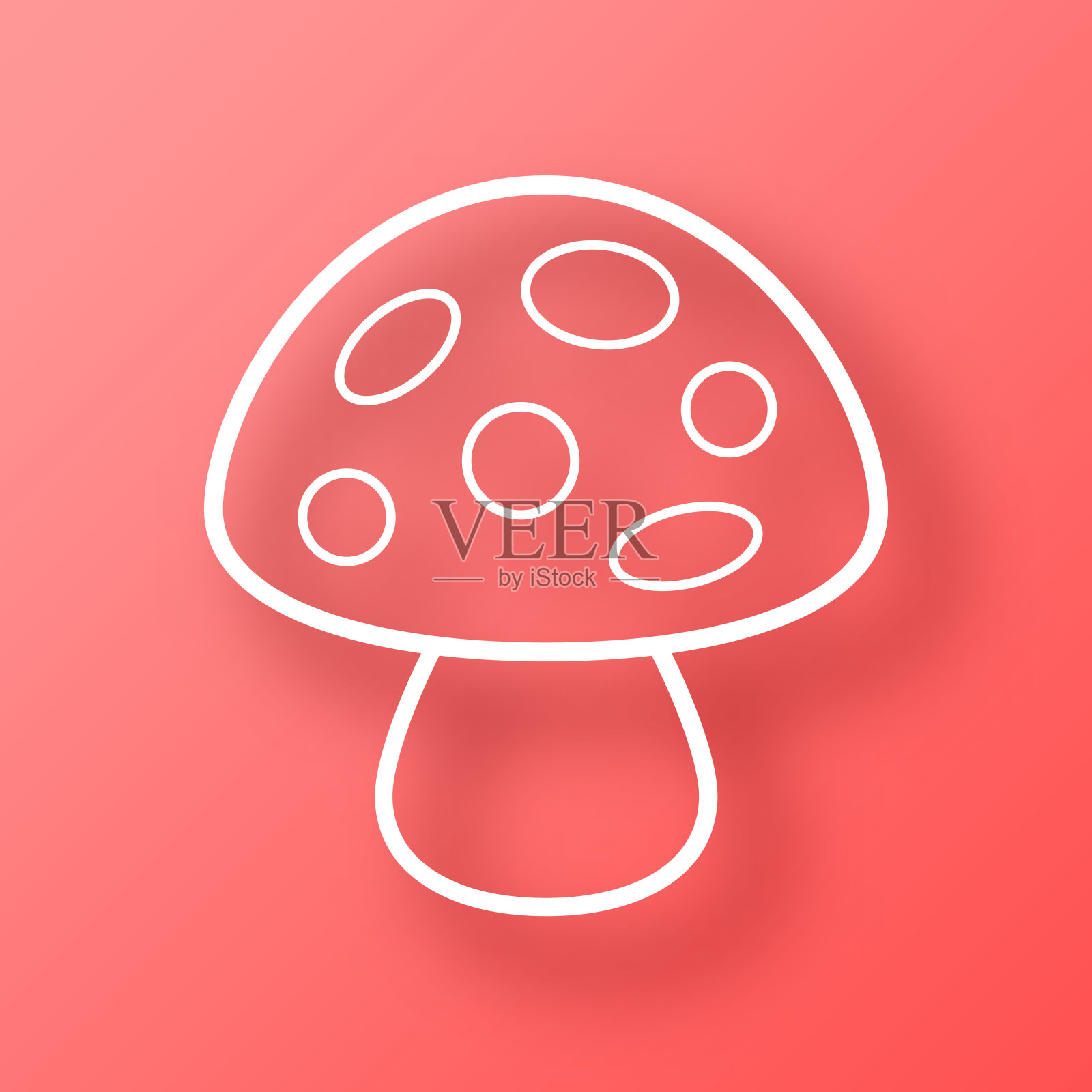 蘑菇。图标在红色背景与阴影插画图片素材