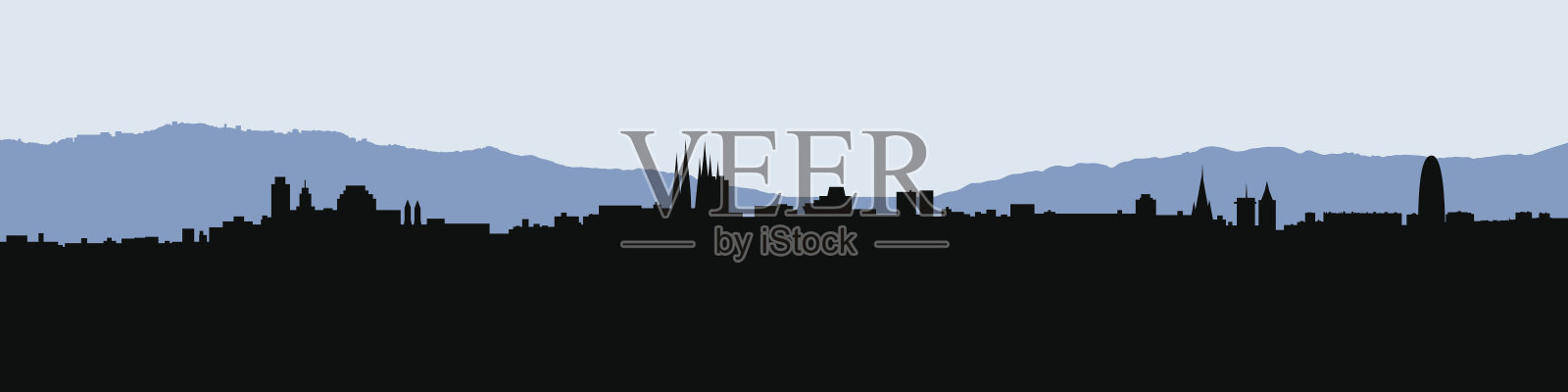 巴塞罗那天际线轮廓插画图片素材