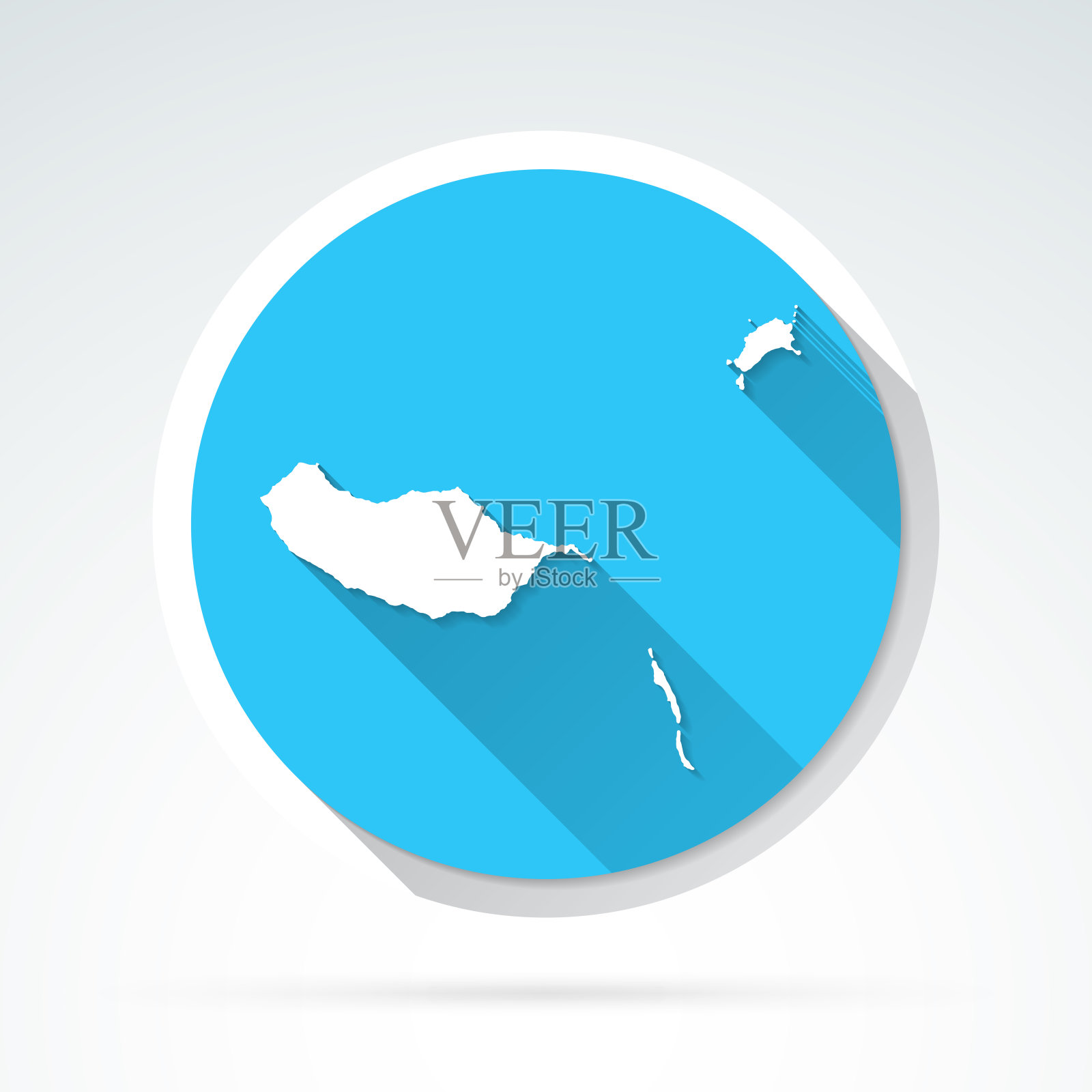 马德拉群岛地图图标-平面设计与长影子插画图片素材