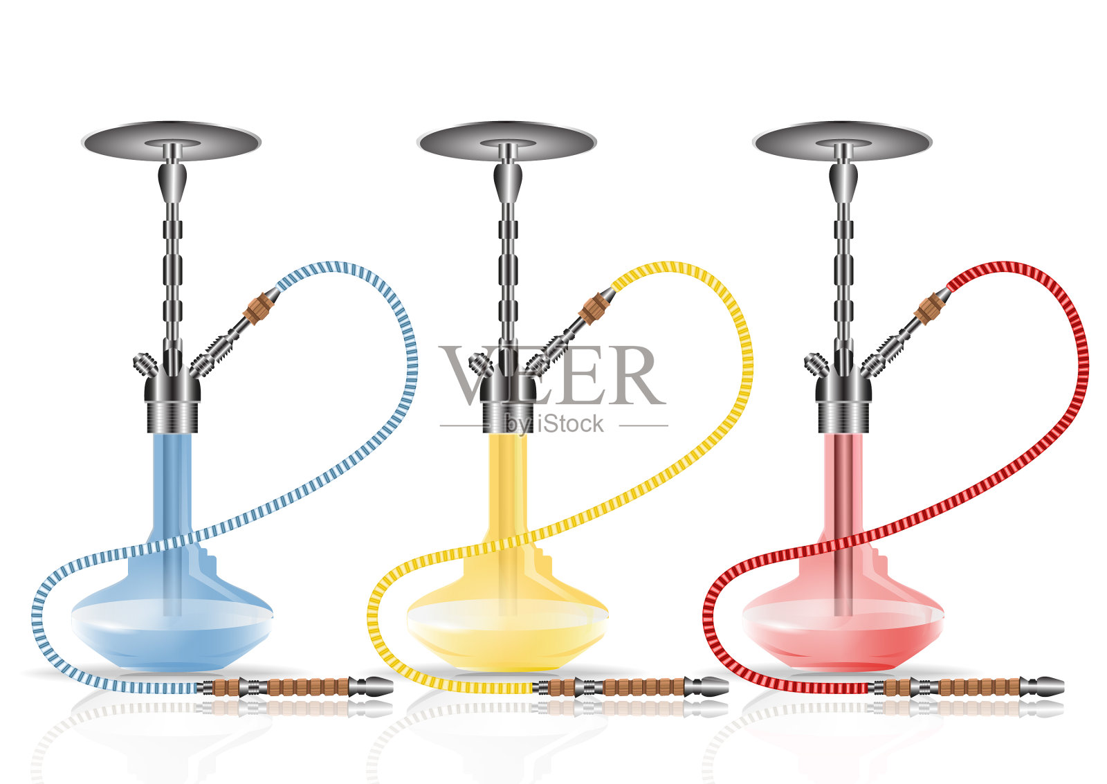 设置多种颜色的现实水烟插画图片素材