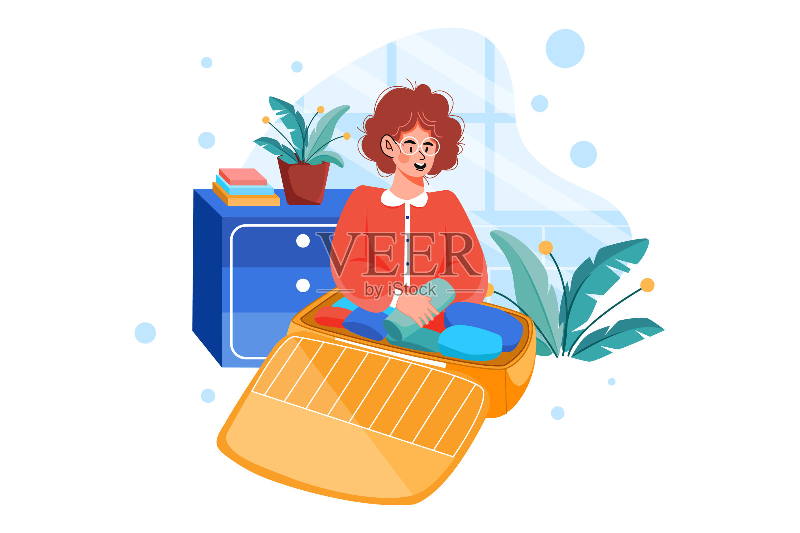 为旅行打包的行李插画图片素材