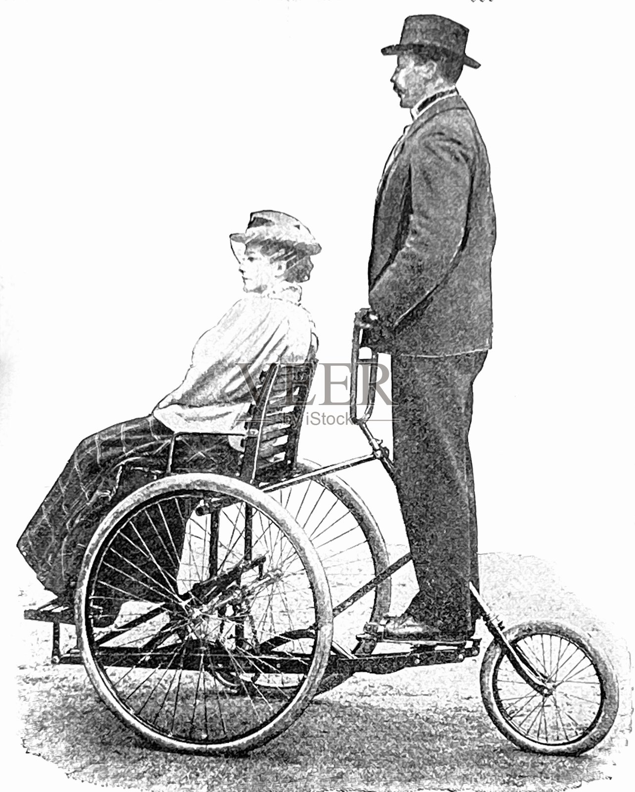 有前座的脚踏摩托车插画图片素材