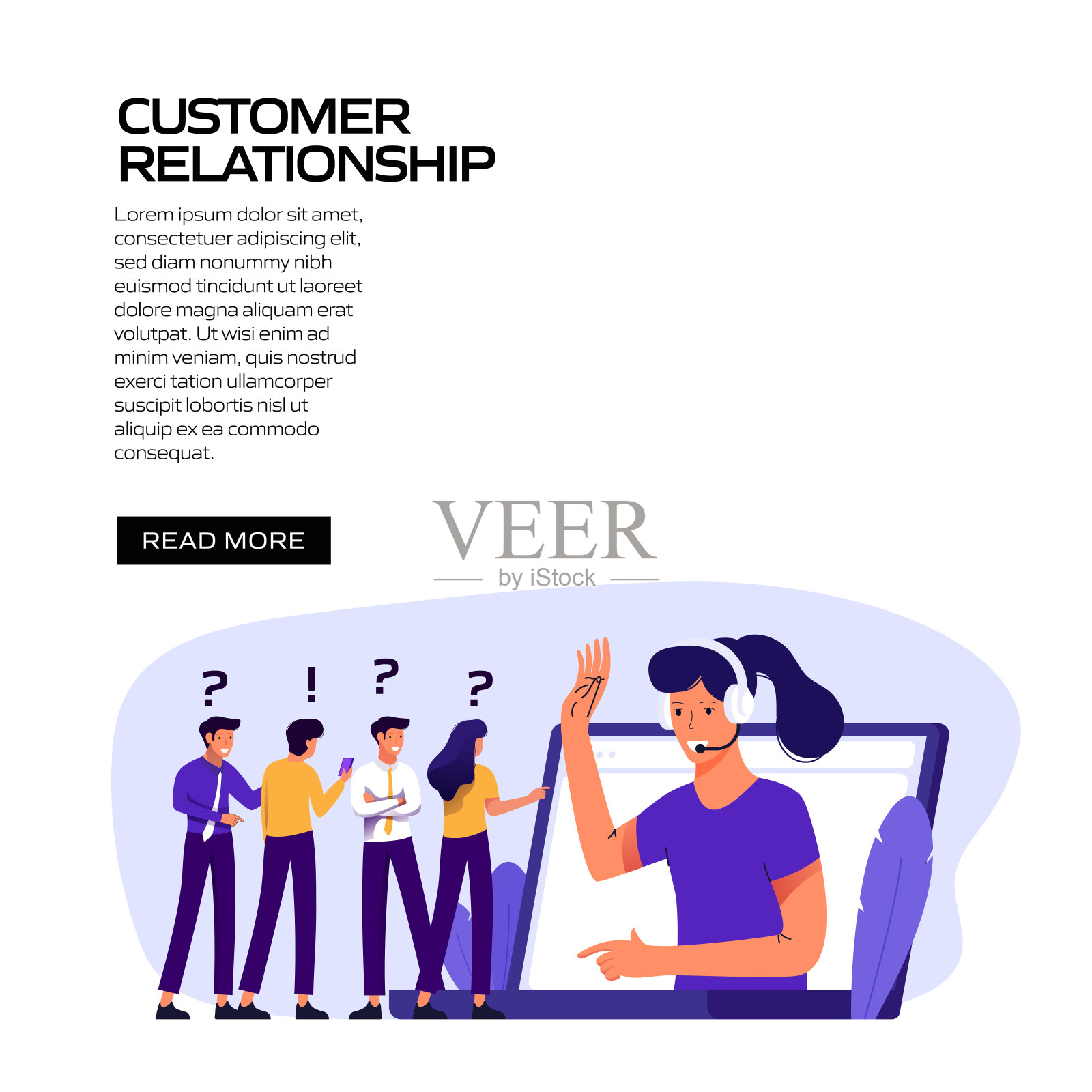 客户关系矢量插图网站横幅，广告和营销材料，在线广告，社交媒体营销等。插画图片素材