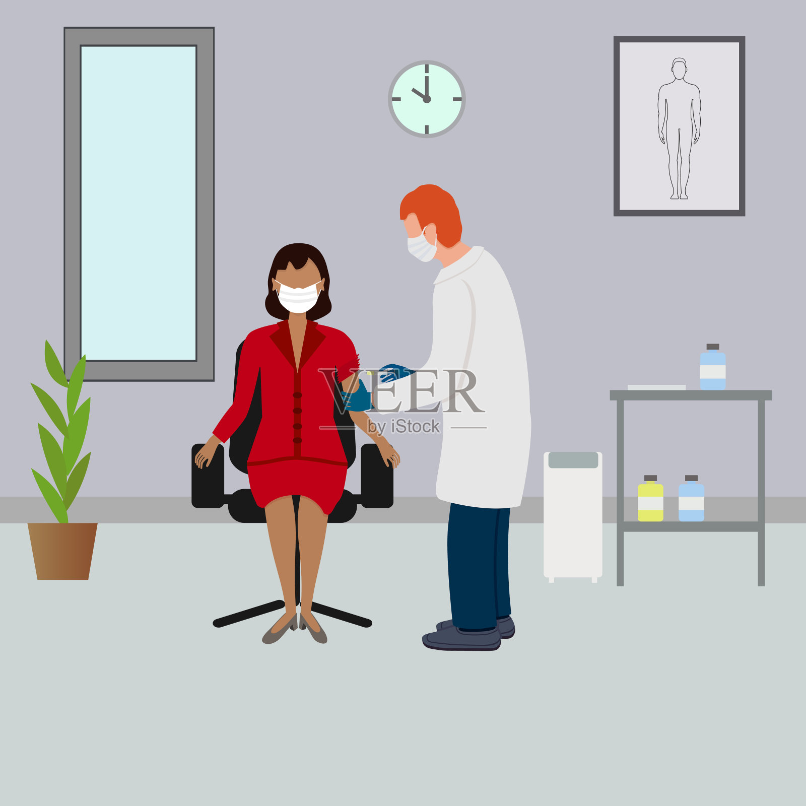 医生为病人注射疫苗插画图片素材