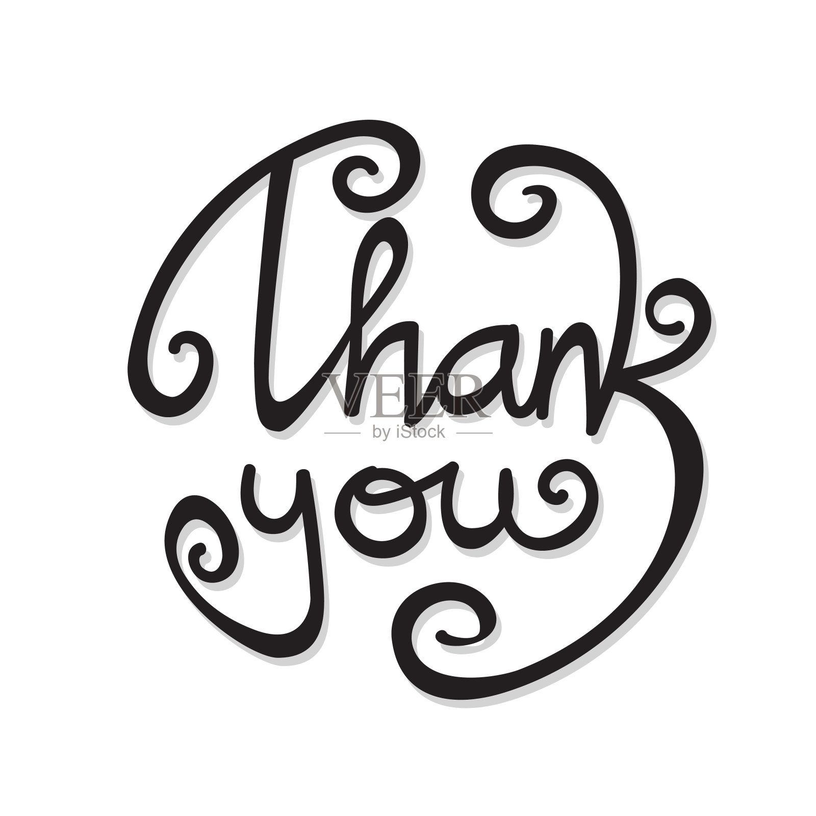 感谢您的黑色笔迹插画图片素材