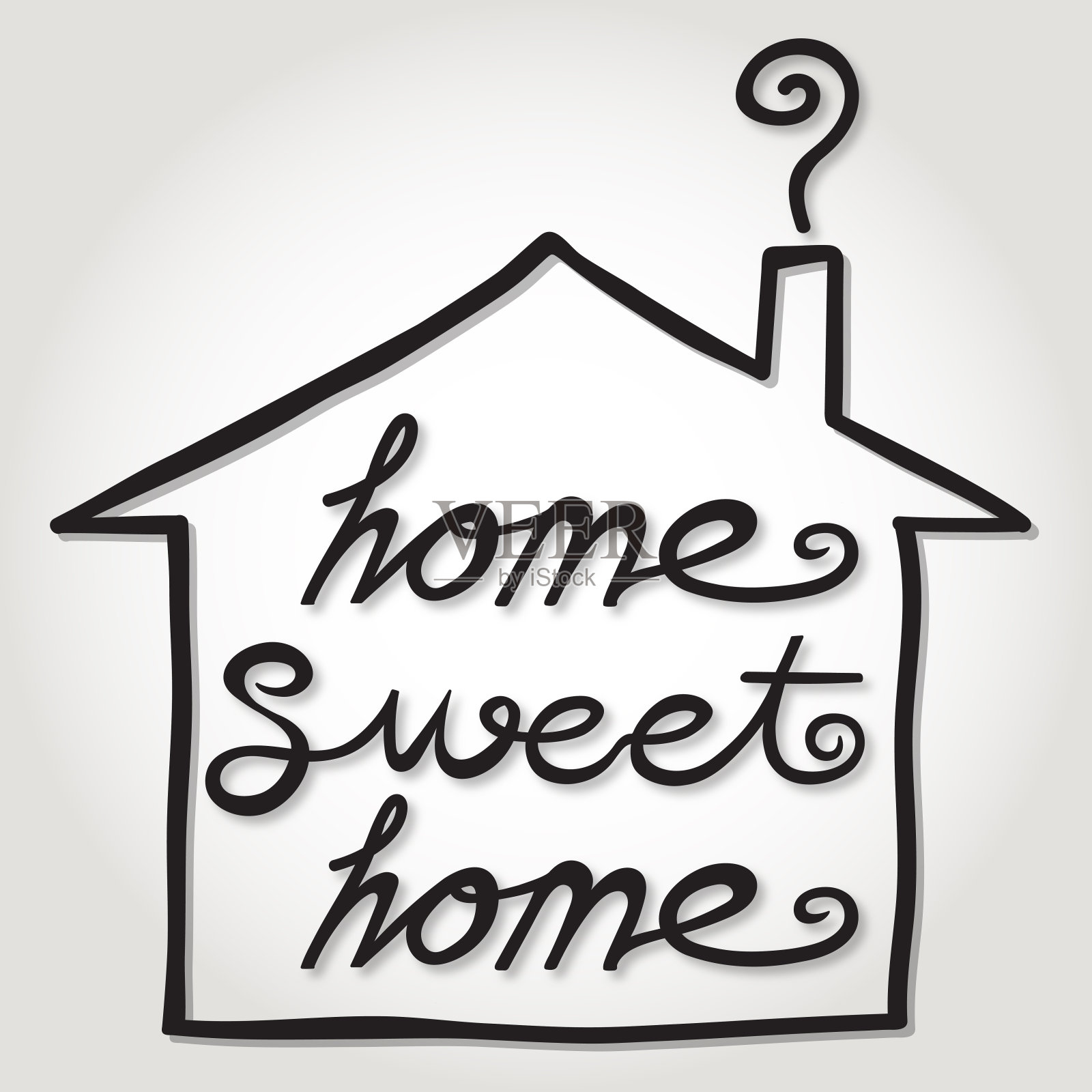 家温馨的家笔迹屋内形状的标志插画图片素材