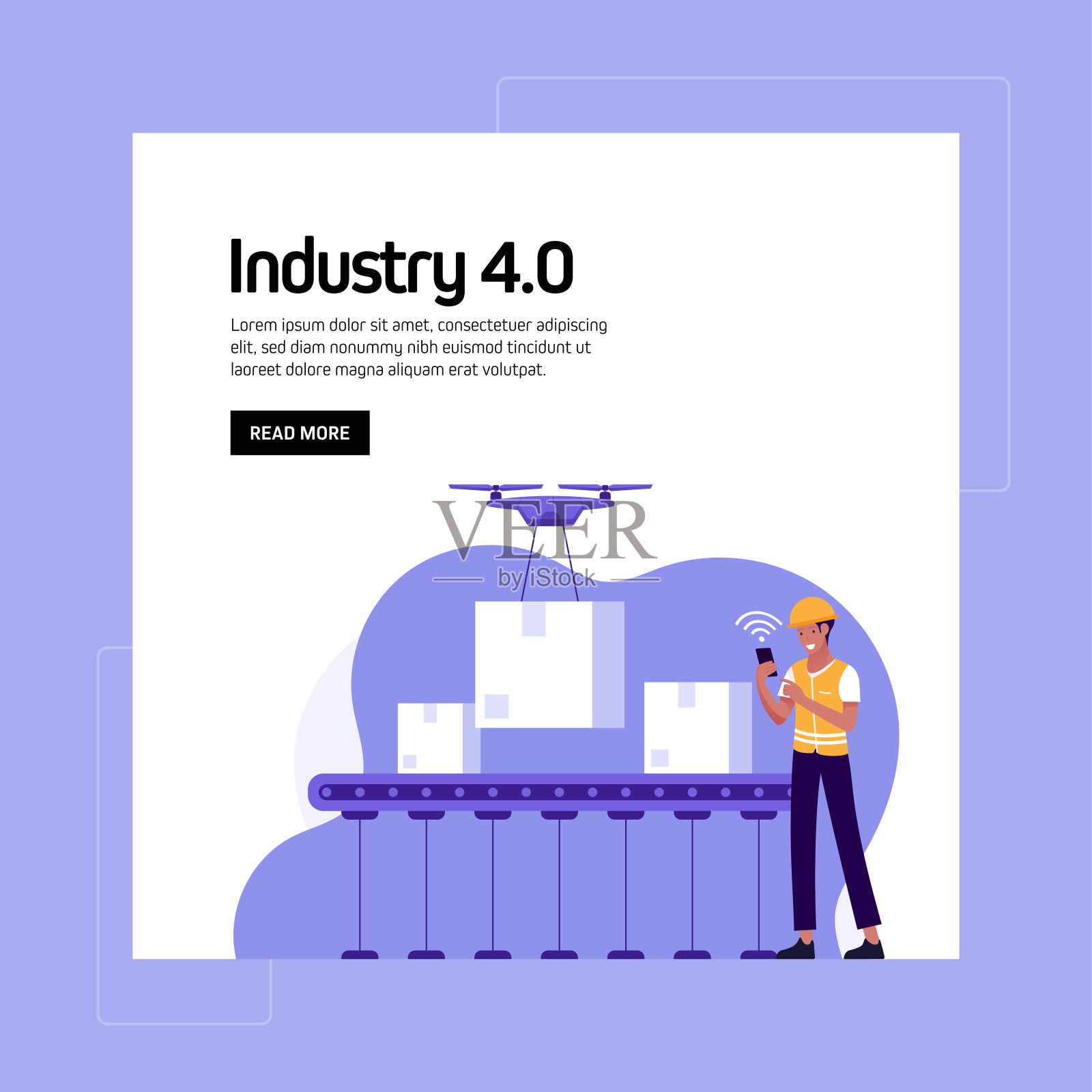 工业4.0概念矢量插图网站横幅，广告和营销材料，在线广告，业务演示等。插画图片素材