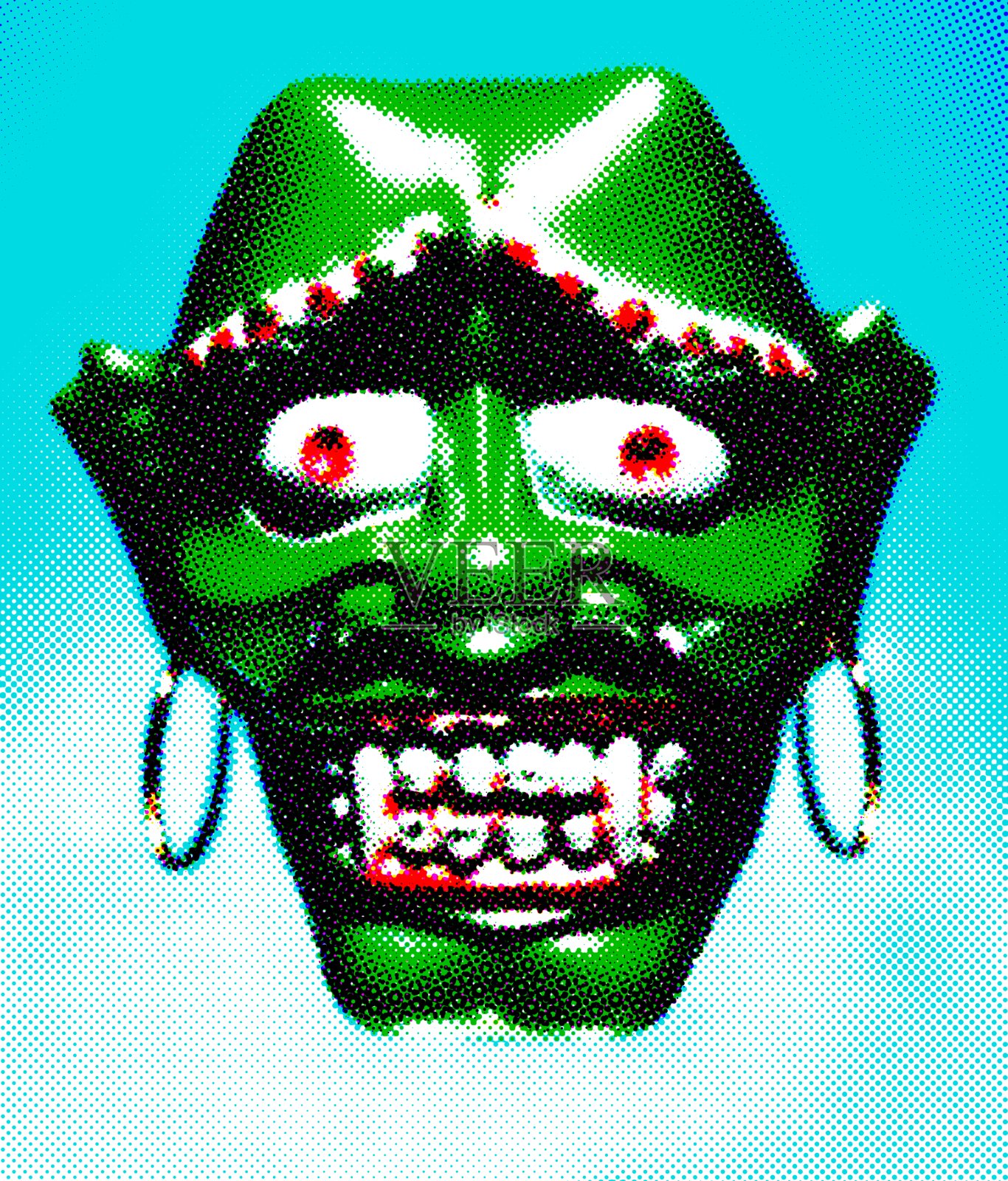 绿色怪物的头插画图片素材