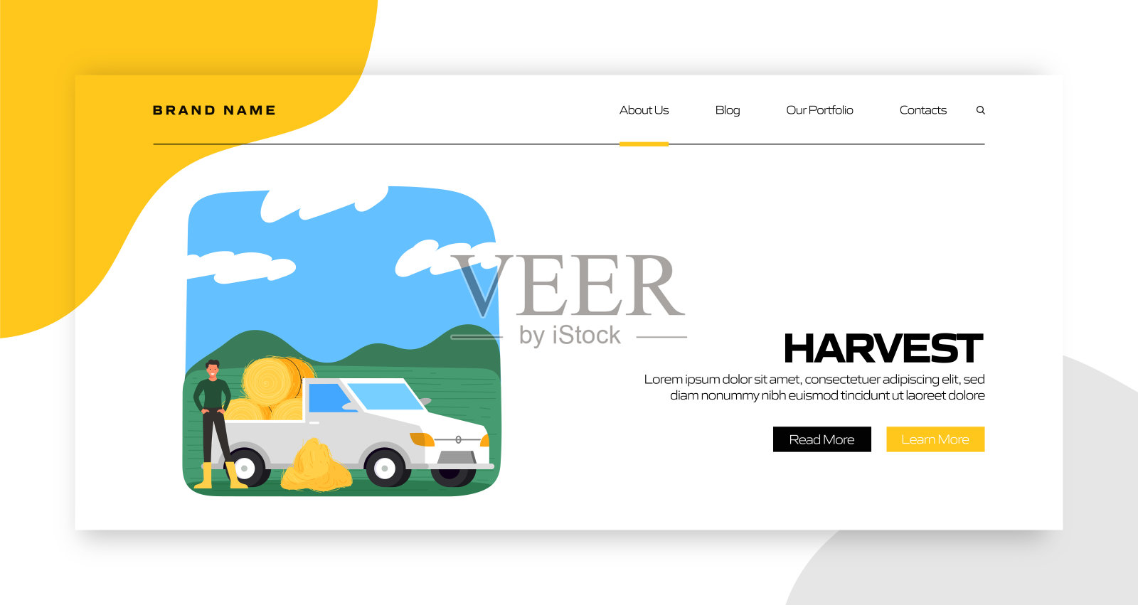 收获概念矢量插图登陆页面模板，网站横幅，广告和营销材料，在线广告，业务演示等。插画图片素材