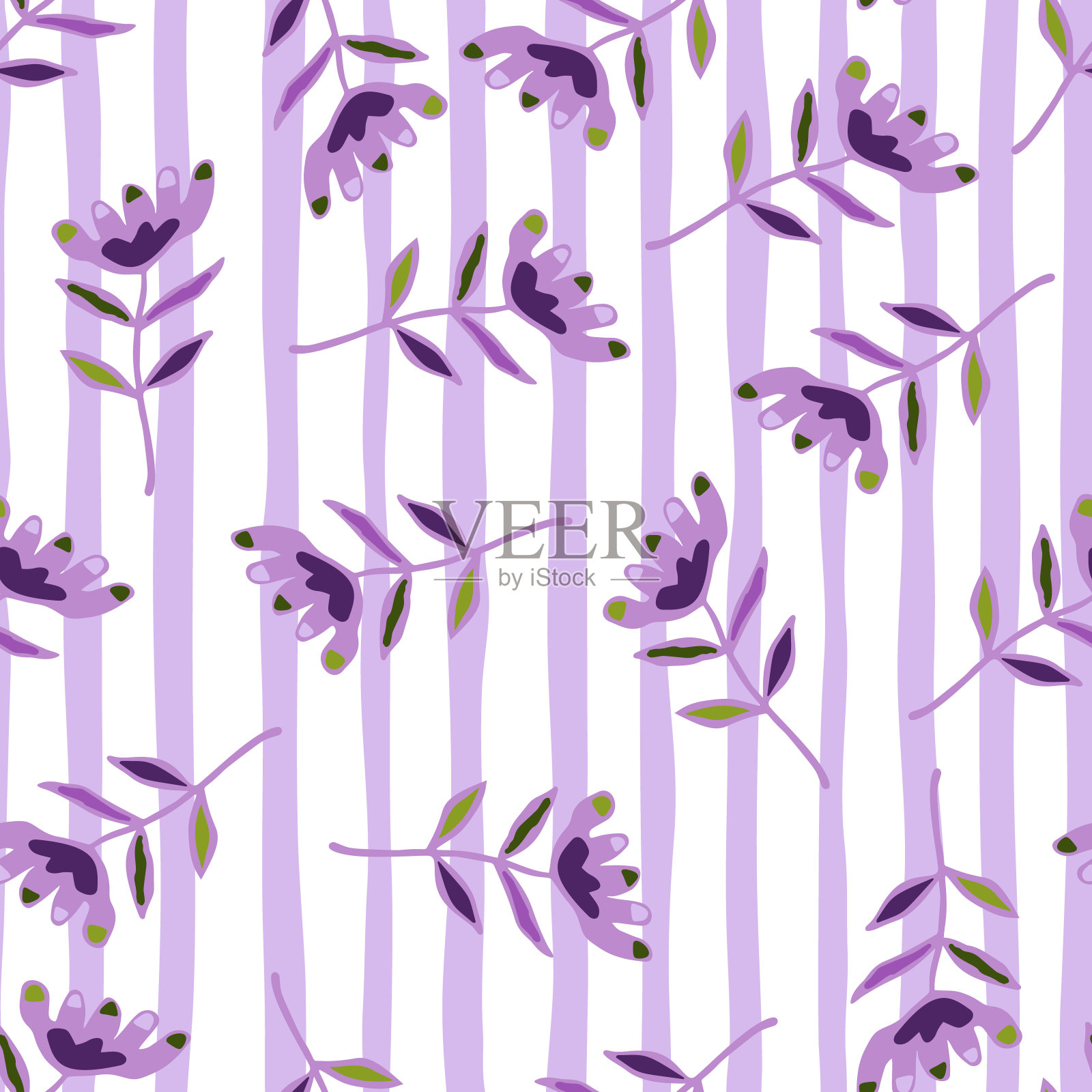 涂鸦艺术花卉无缝图案。民间花壁纸。可爱的杂乱的打印。插画图片素材