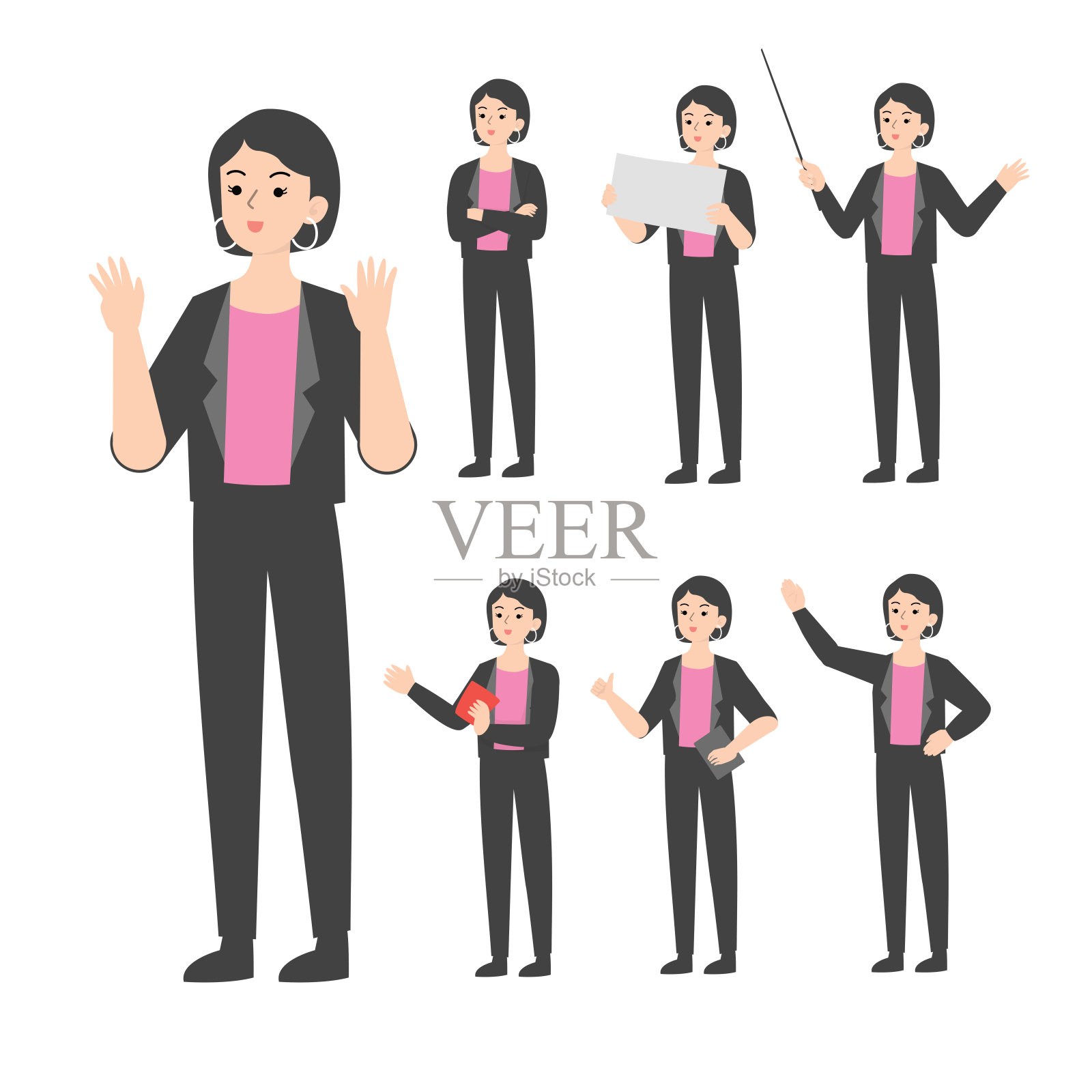 在办公室展示漫画的高年级学生插画图片素材