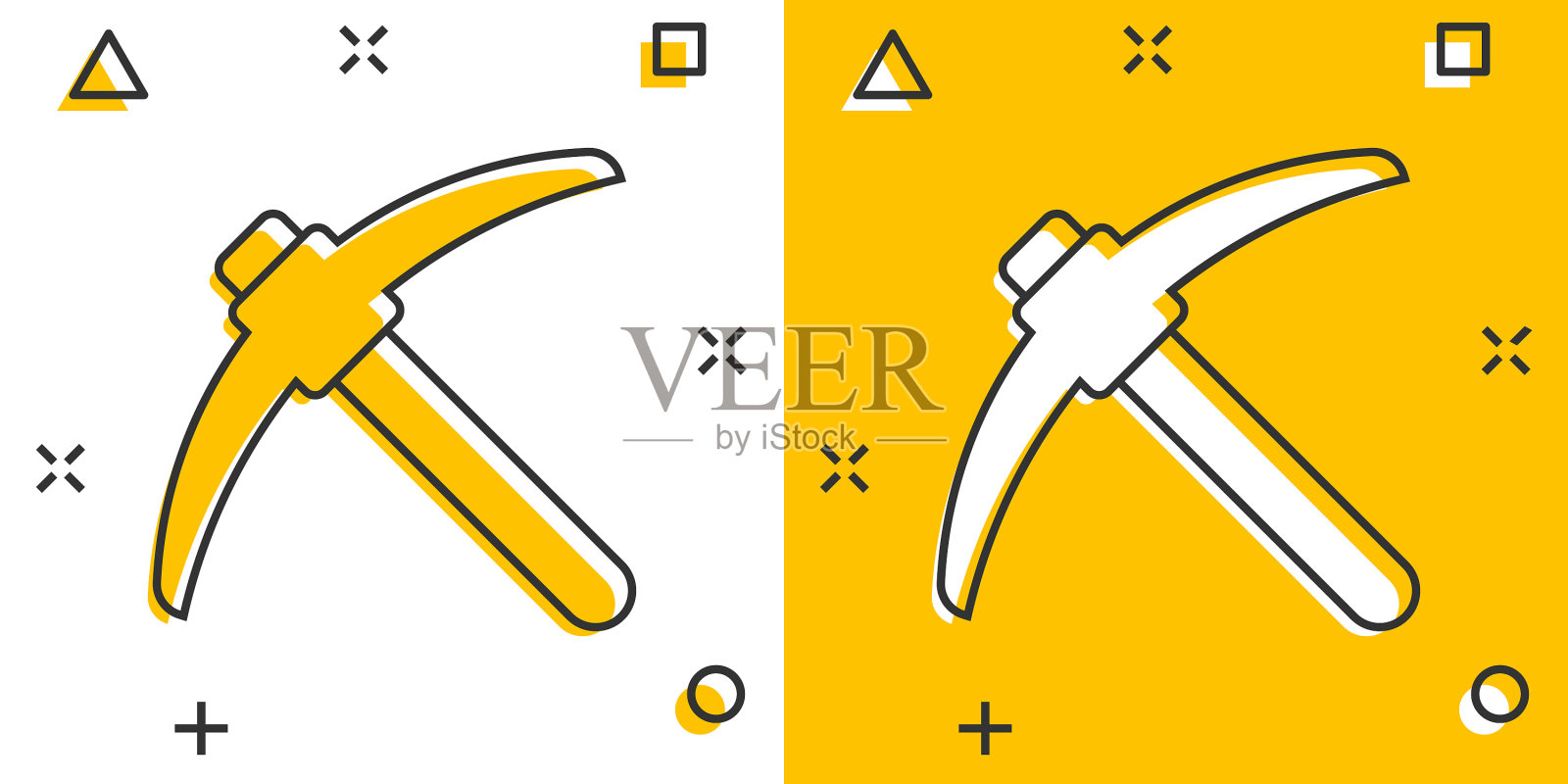 斧头图标在漫画风格的伐木工卡通上插画图片素材