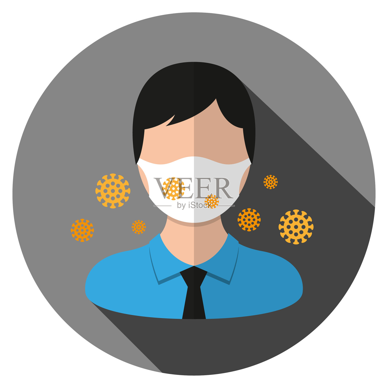 冠状病毒——戴口罩的商人插画图片素材
