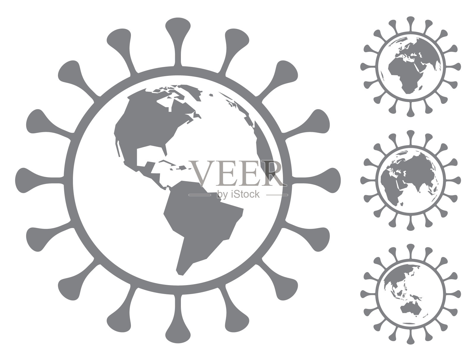 全球病毒大流行图标-冠状病毒插画图片素材