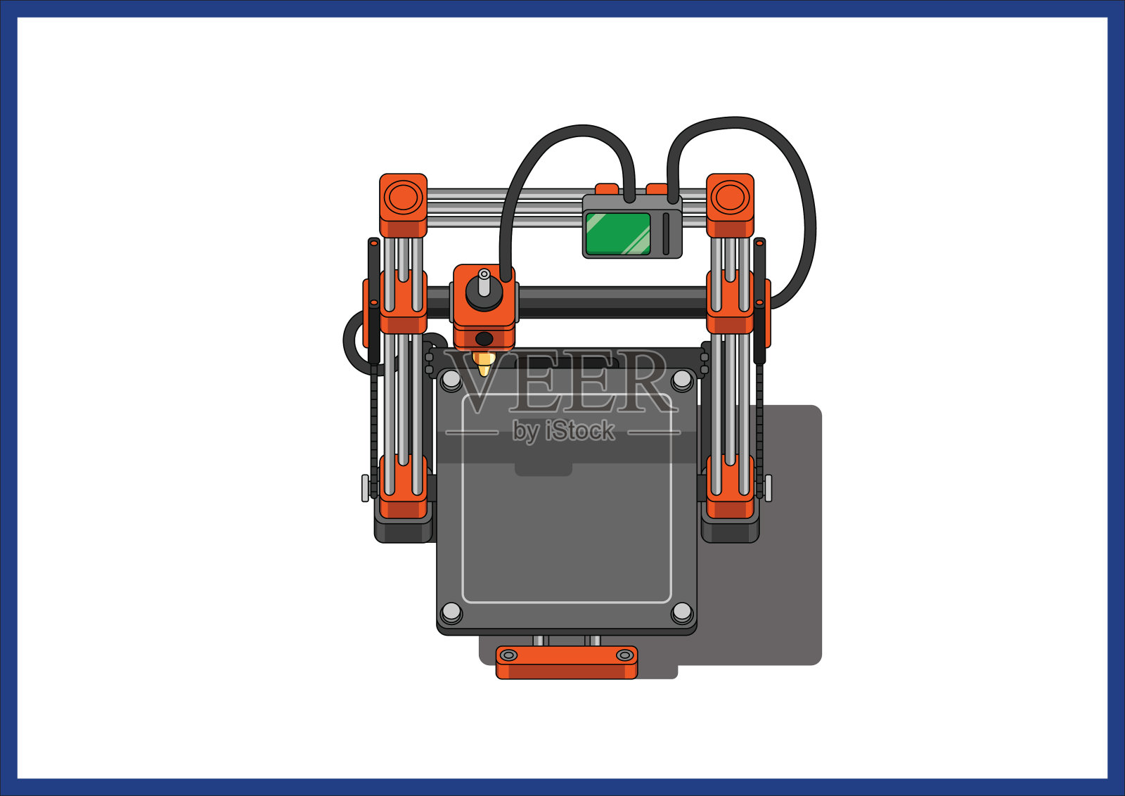 桌面FDM 3d打印机爱好者。白色背景上的独立设计产品。插画图片素材