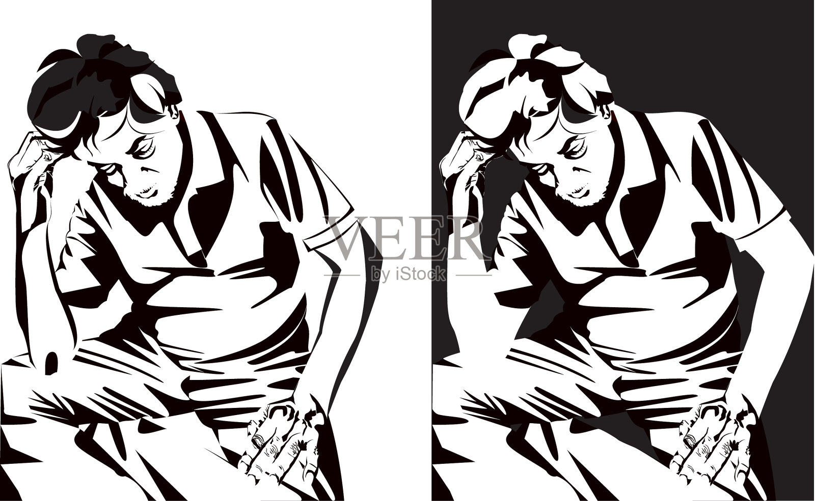 由于损失的商人是沮丧的，插画图片素材