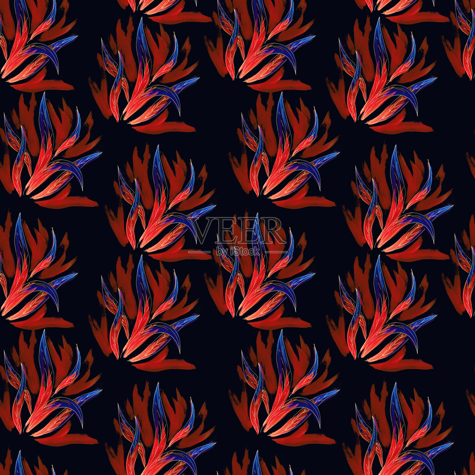 水彩暗草无缝模式插画图片素材