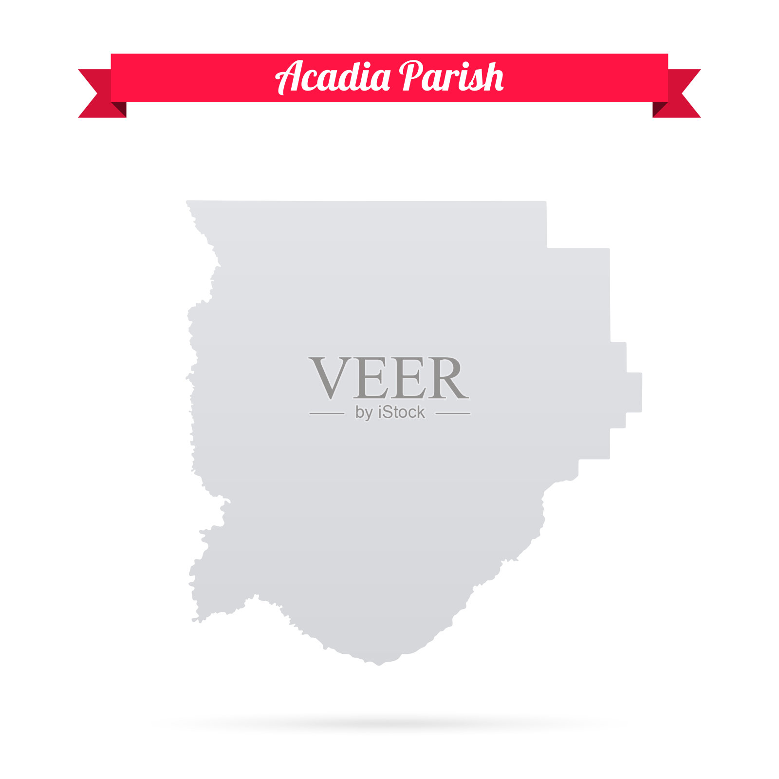 路易斯安那州阿卡迪亚教区。白底红旗地图插画图片素材