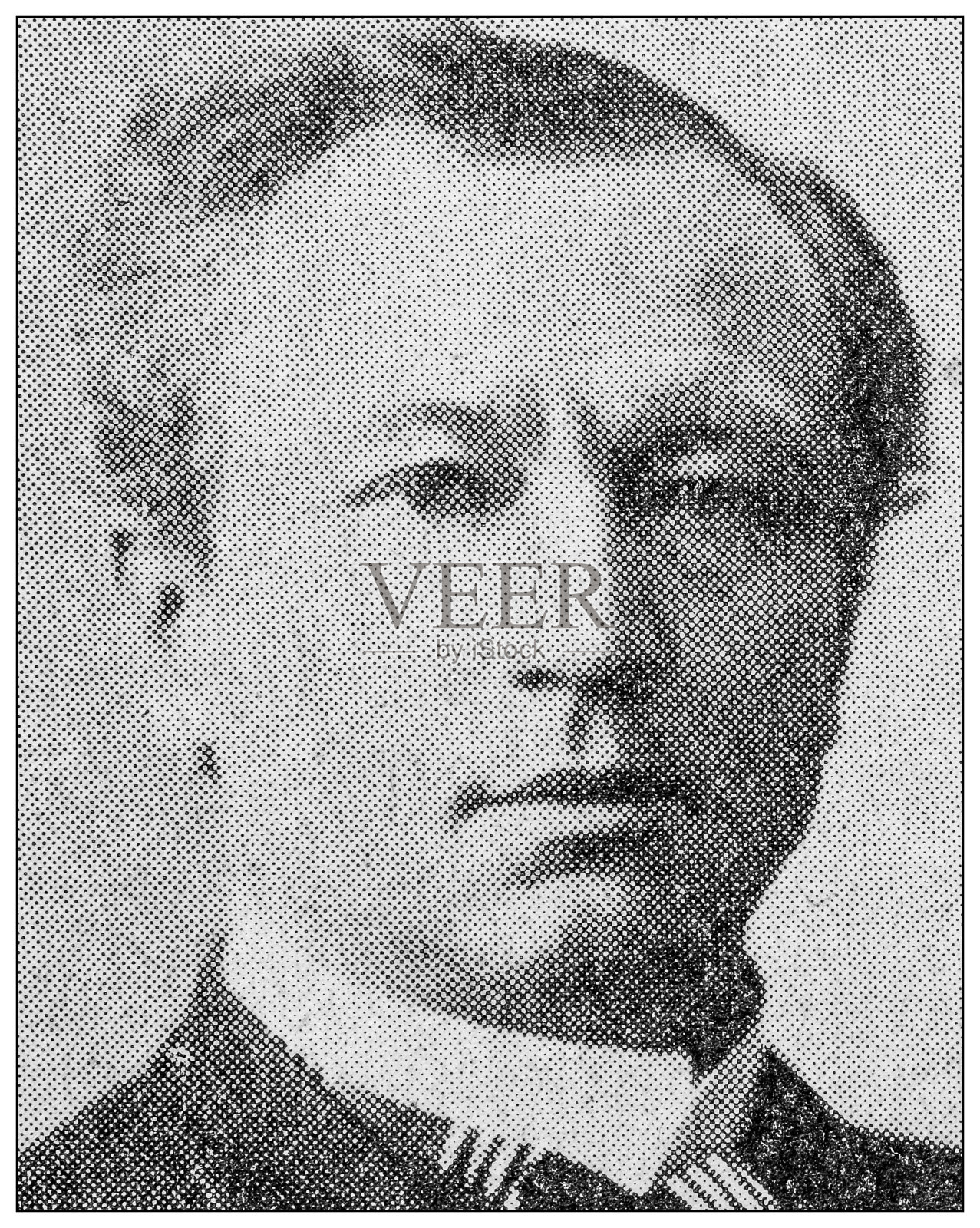 著名人物的古董肖像:约翰·爱德华·肯纳插画图片素材