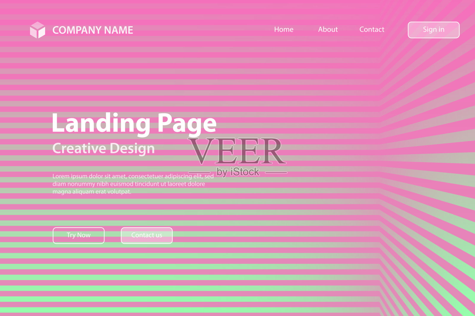 登陆页面模板-抽象条纹背景-时髦的粉红色梯度插画图片素材