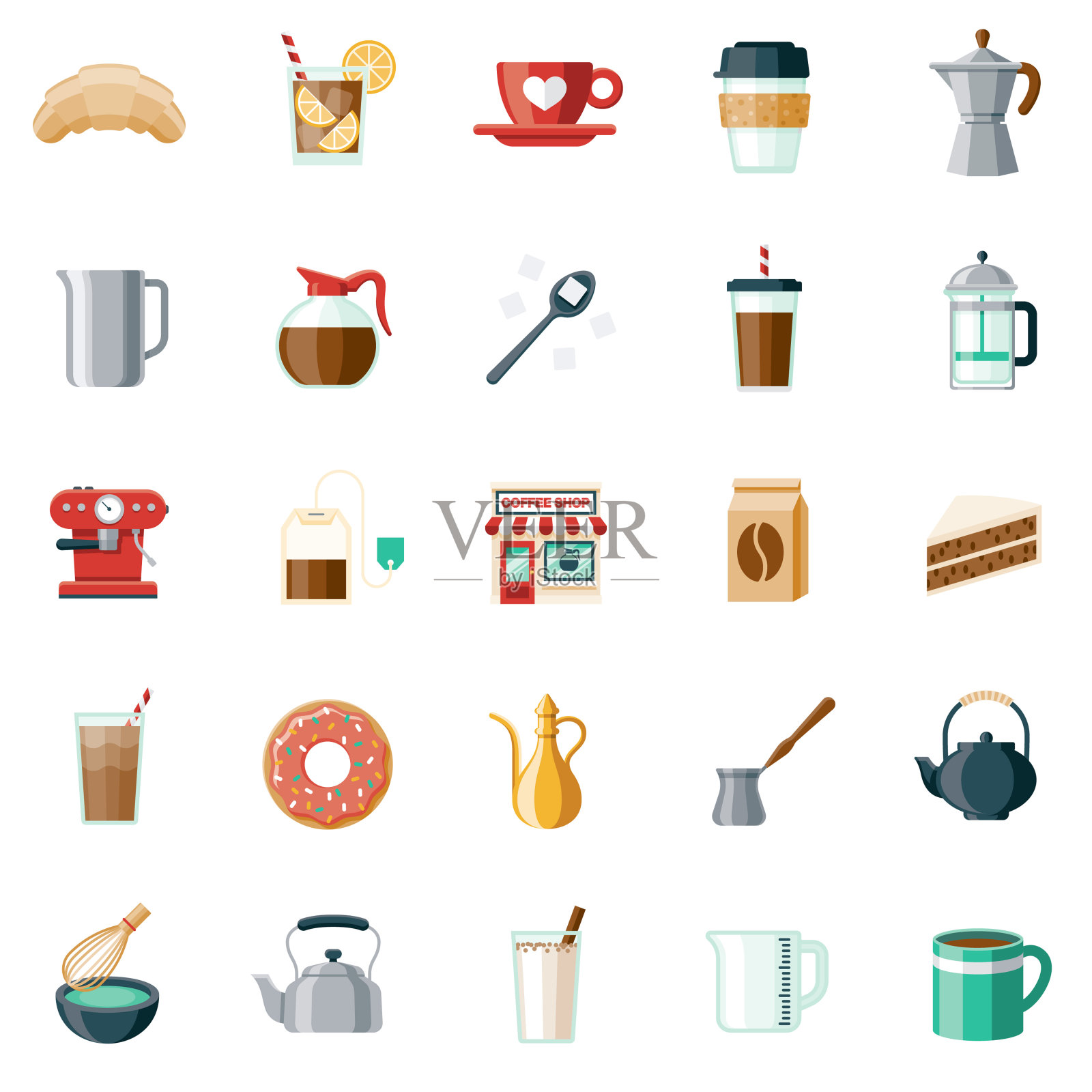 咖啡店图标集插画图片素材