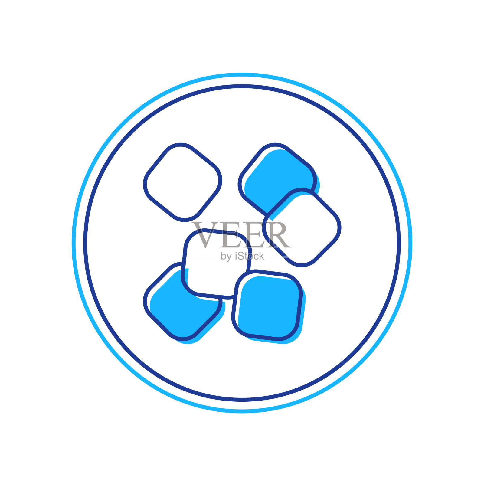 填充轮廓方糖图标孤立在白色图标素材