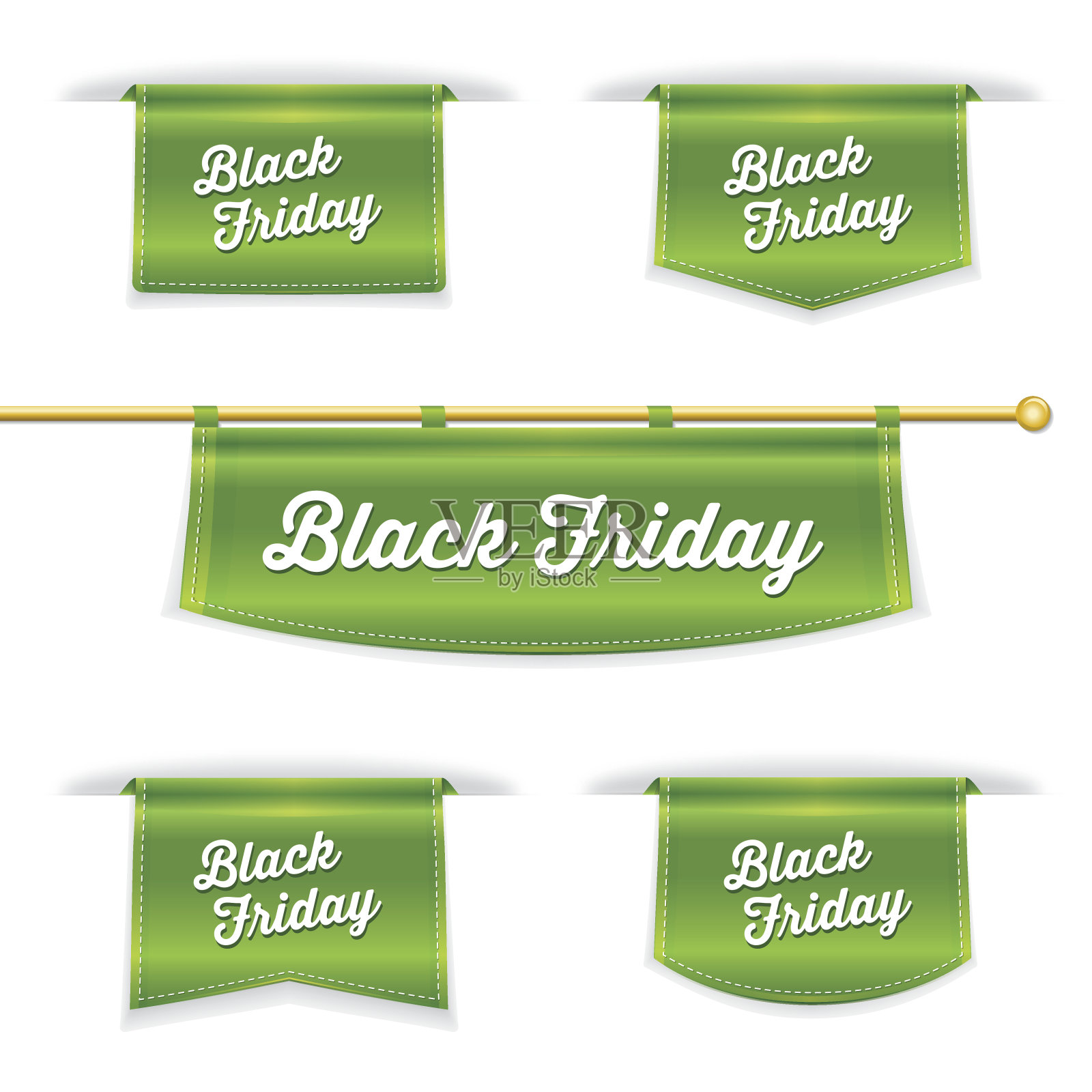 闪亮的3D折叠丝带书签与黑色星期五的文本设计元素图片