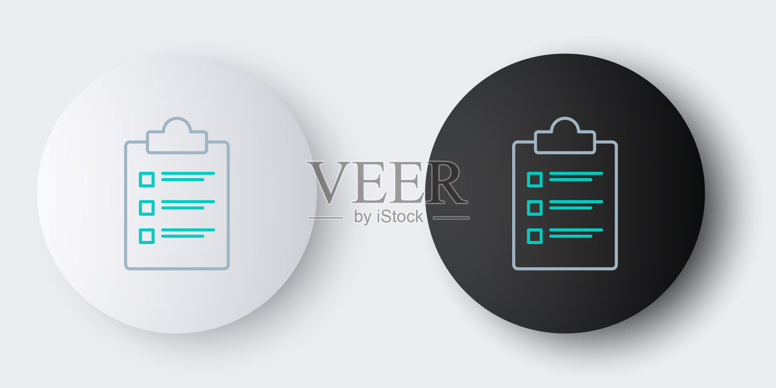 线条剪贴板与检查表图标隔离在灰色背景上。控制列表的象征。调查问卷或问卷反馈表格。色彩斑斓的轮廓的概念。向量插画图片素材