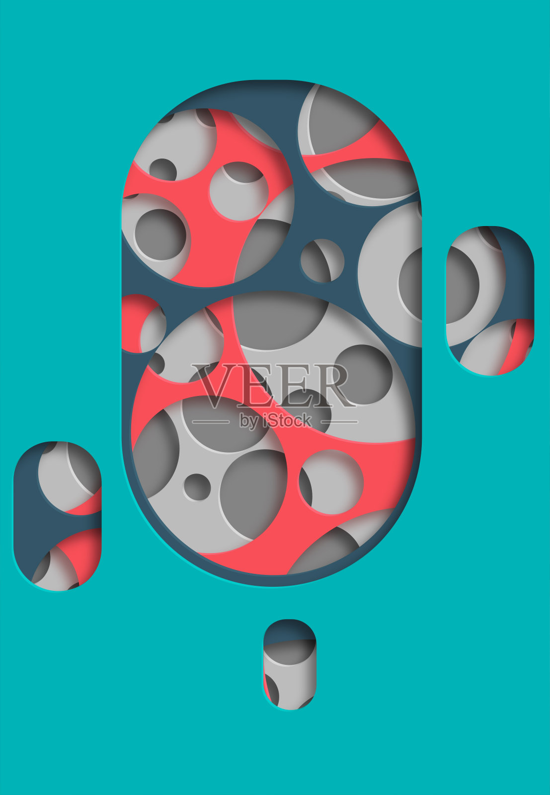 抽象彩色剪纸效果圆形图案背景插画图片素材