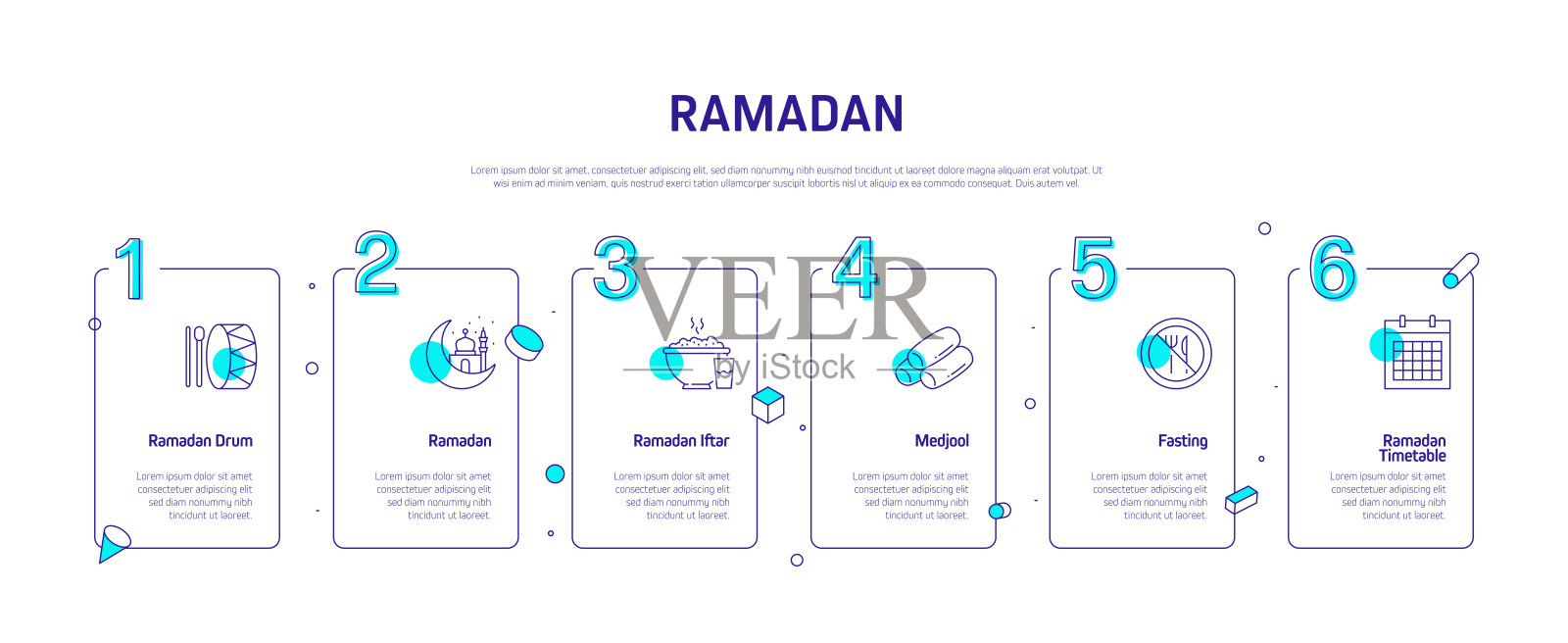 斋月相关过程信息图表模板。过程时间图。插画图片素材