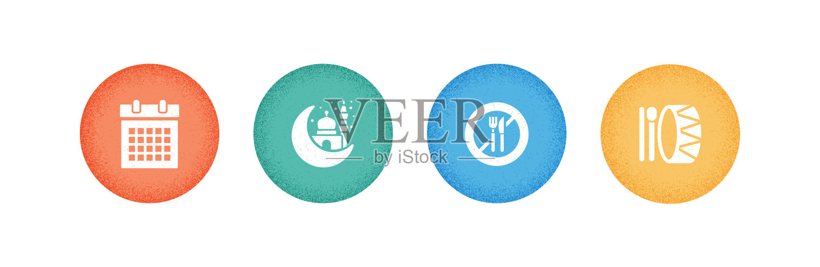 斋月相关图标，符号矢量插图插画图片素材