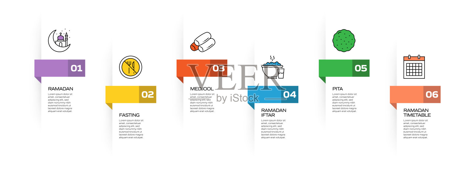 斋月相关过程信息图表模板。过程时间图。插画图片素材