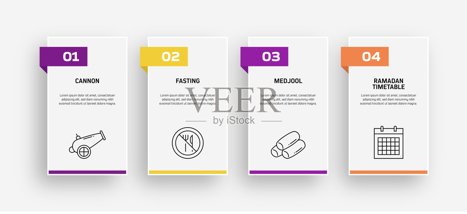 斋月相关过程信息图表模板。过程时间图。插画图片素材