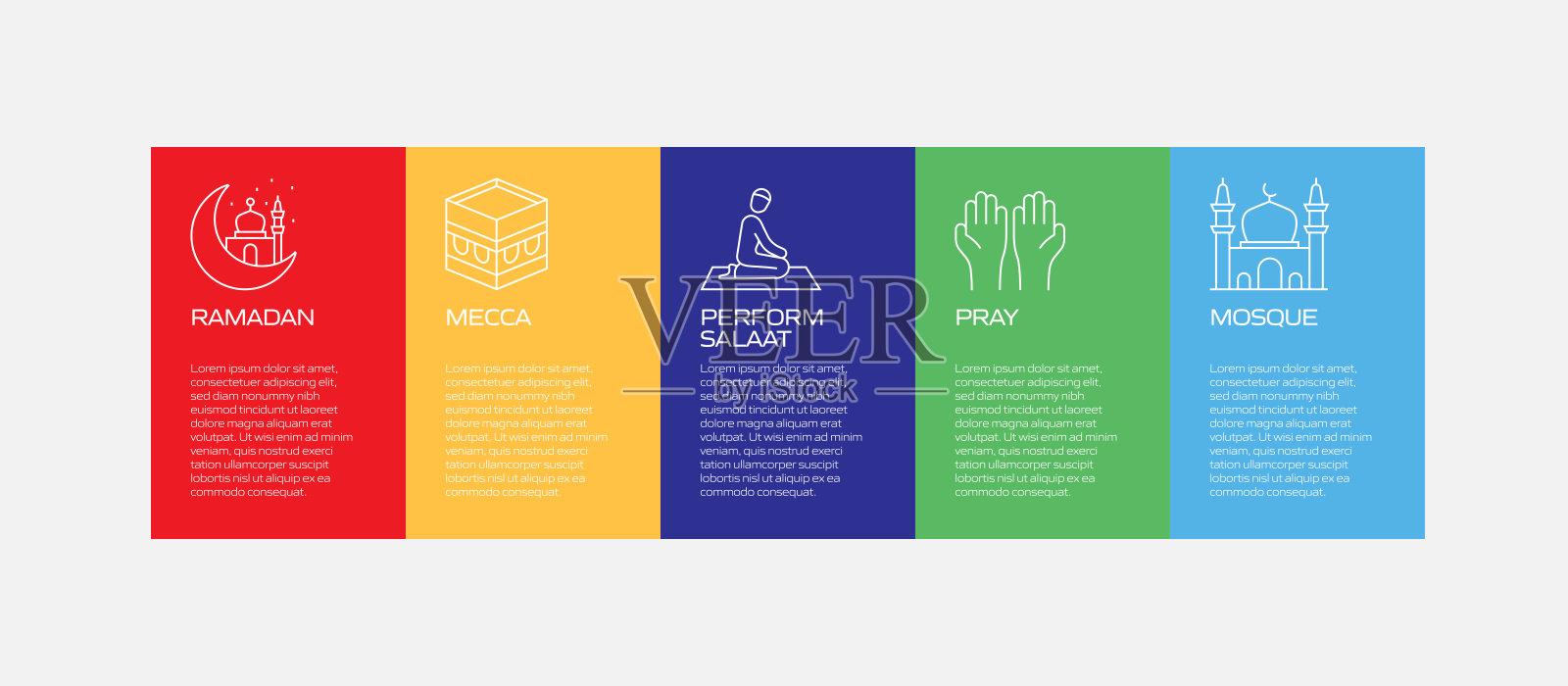 斋月相关过程信息图表模板。过程时间图。插画图片素材